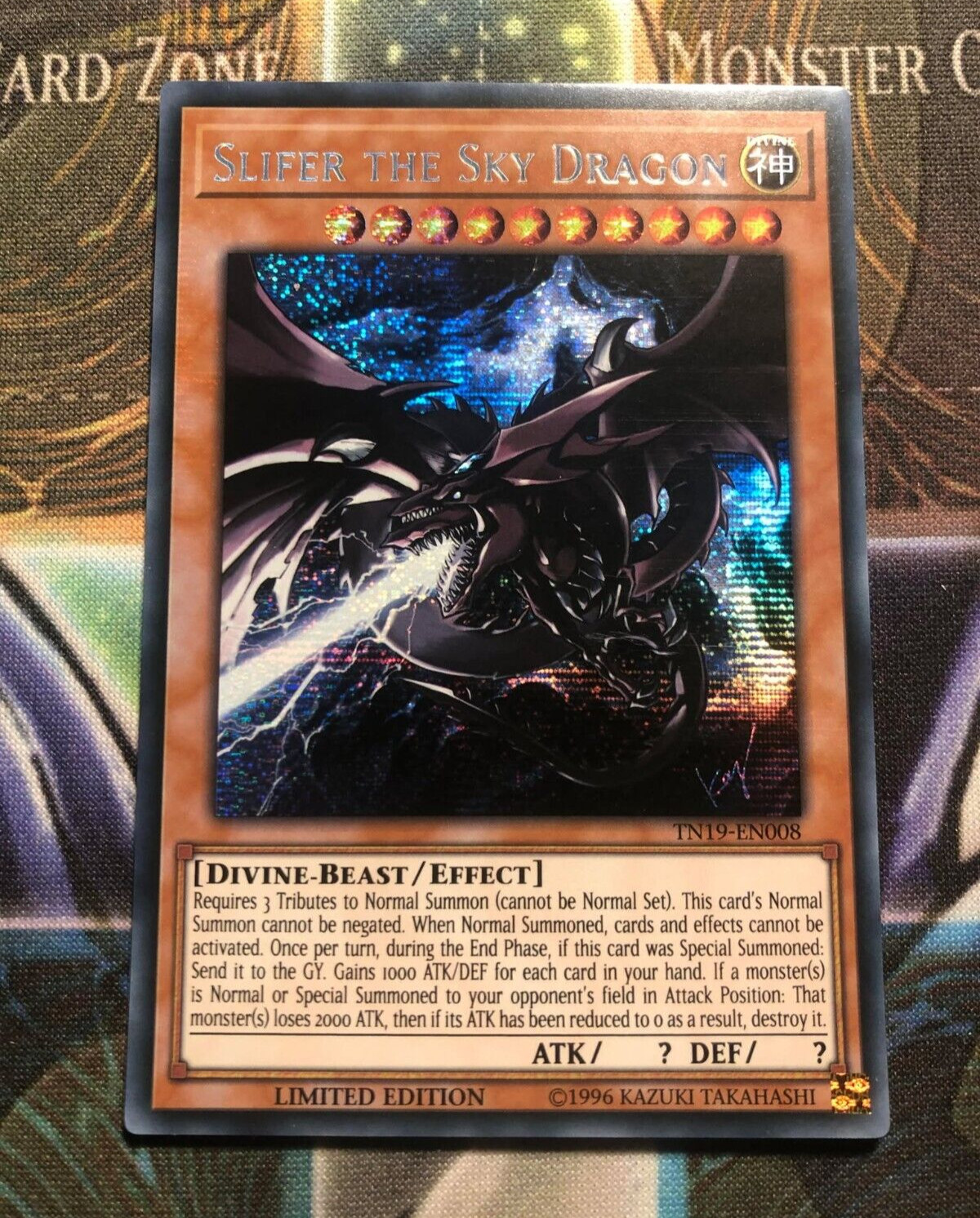 * SLIFER THE SKY DRAGON * PRISMATIC SECRET RARE MINT ALTERNATE ART TN19 YUGIOH