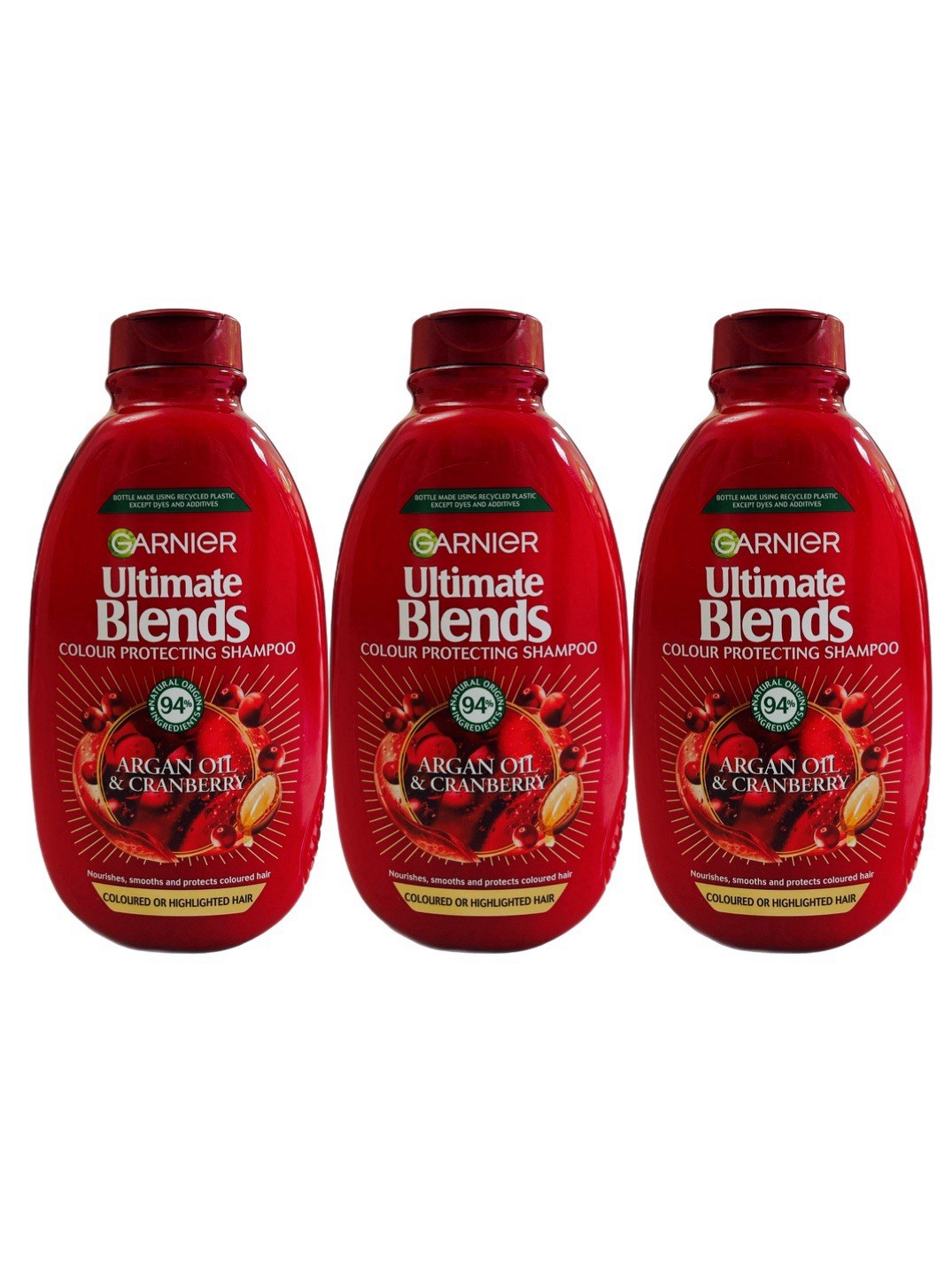 3 x Garnier Ultimate Blends Argan Oil & Cranberry Colour Shampoo 400Ml 3 x Garnier Ultimate Blends Argan Oil & Cranberry Colour Shampoo 400Ml