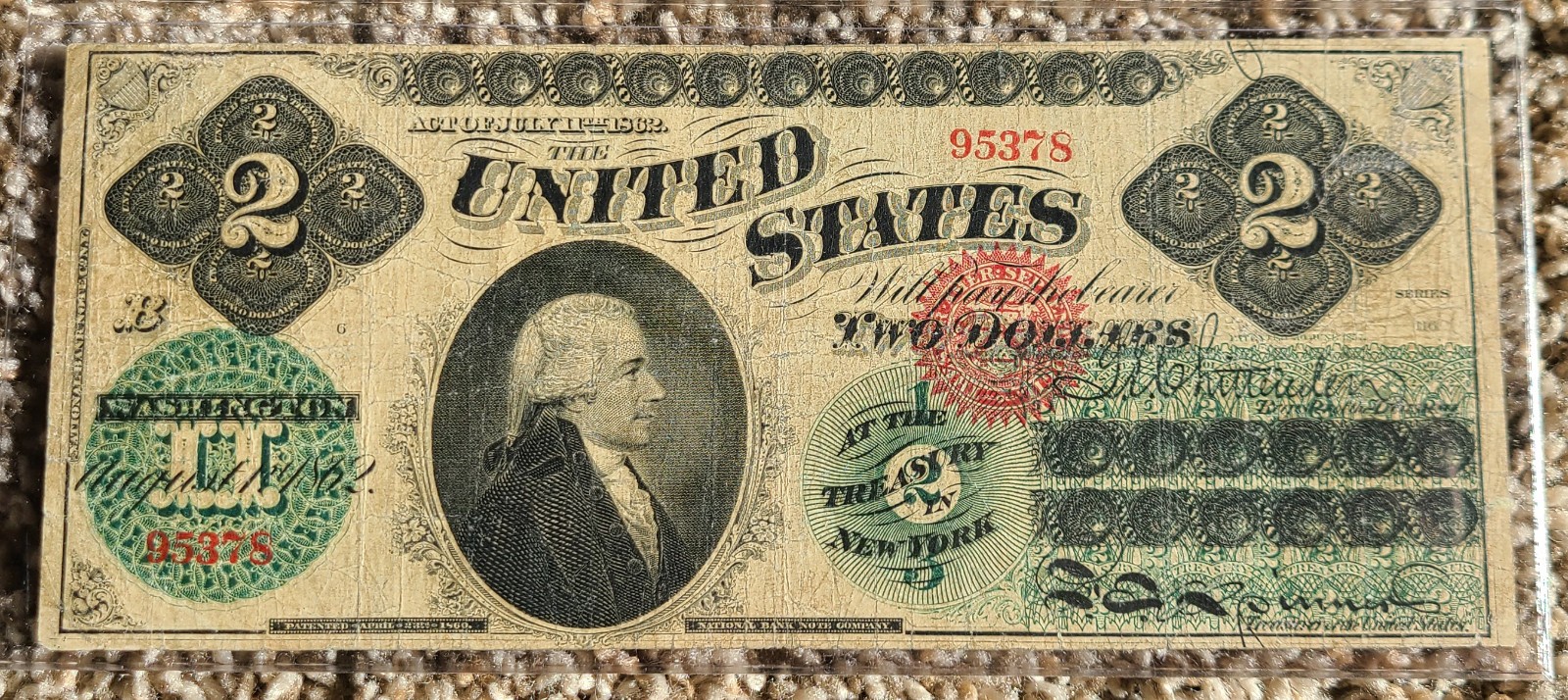1862 $2 United States Legal Tender Note - Chittenden Spinner 1862 $2 United States Legal Tender Note - Chittenden Spinner