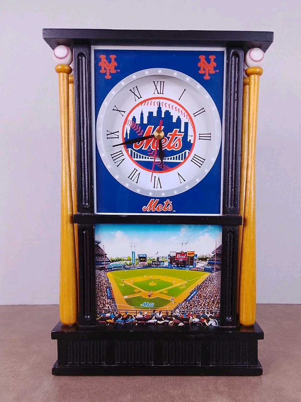 VTG 2001 Danbury Mint New York Mets Shea Stadium Desk Clock MLB Baseball WORKS