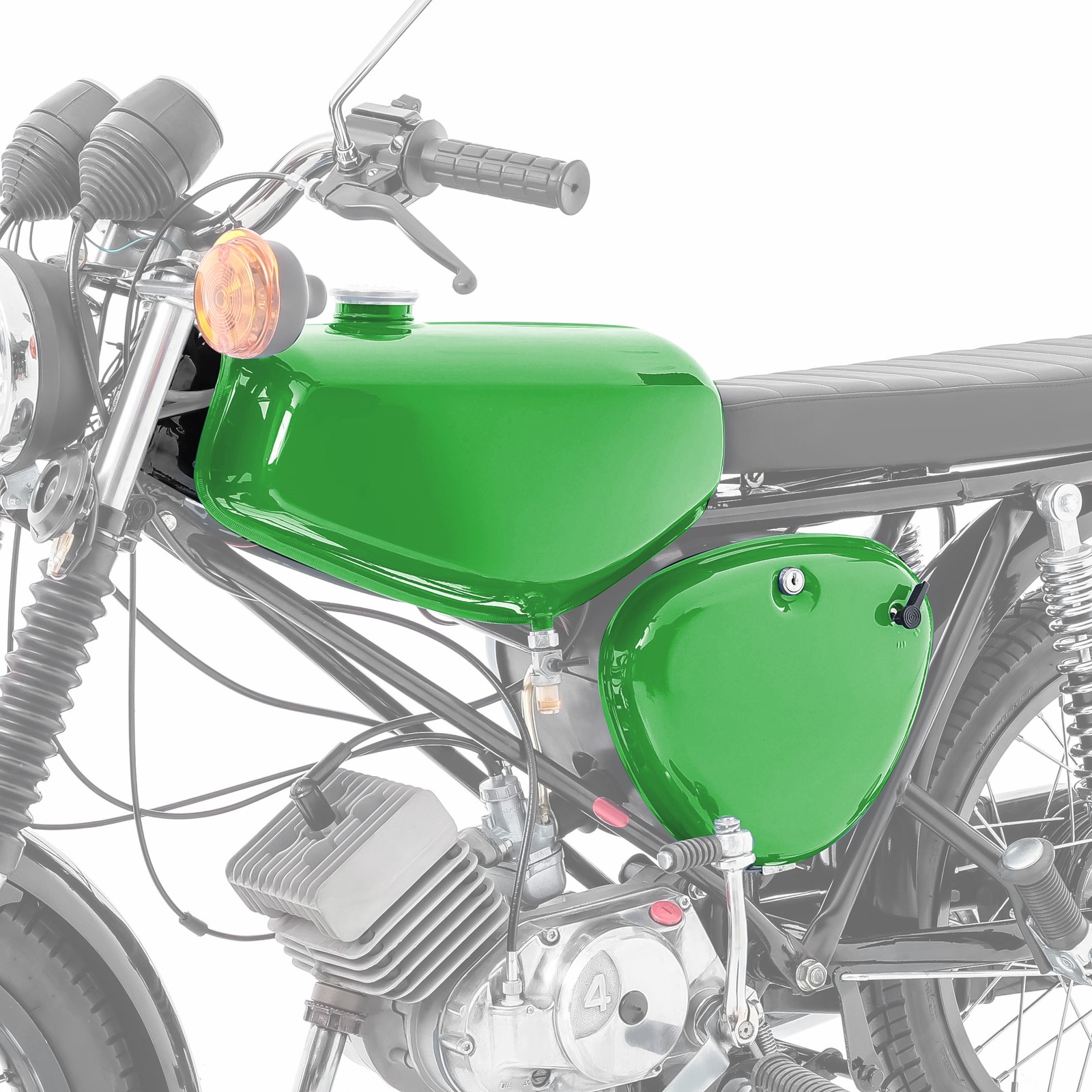 Simson S51 / S50 / S70 Tank / Petrol Tank with side cover green