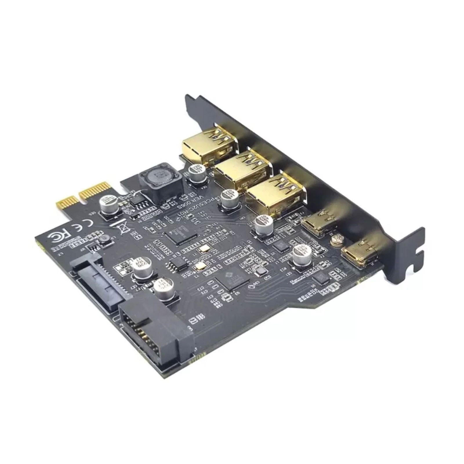 USB3.2 GEN1 PCI-E Expansion Card 5 Ports 2*Type-C 3*USB-A 19 Pin Connector 5GbCX