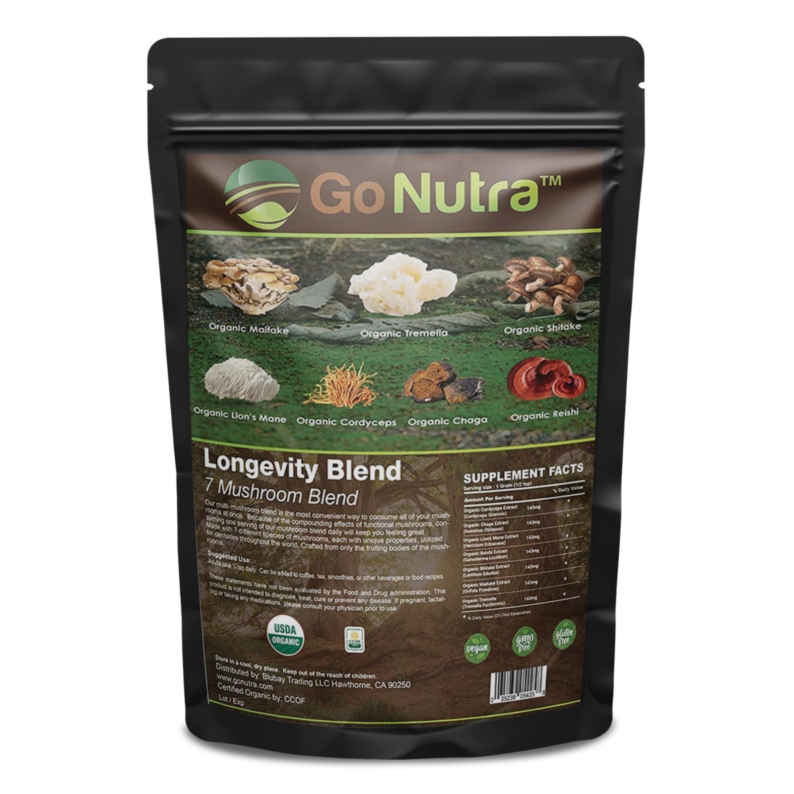 7 Mushroom Blend Powder Organic 8 oz | Reishi Lions Mane Cordyceps | Go Nutra 7 Mushroom Blend Powder Organic 8 oz | Reishi Lions Mane Cordyceps | Go Nutra