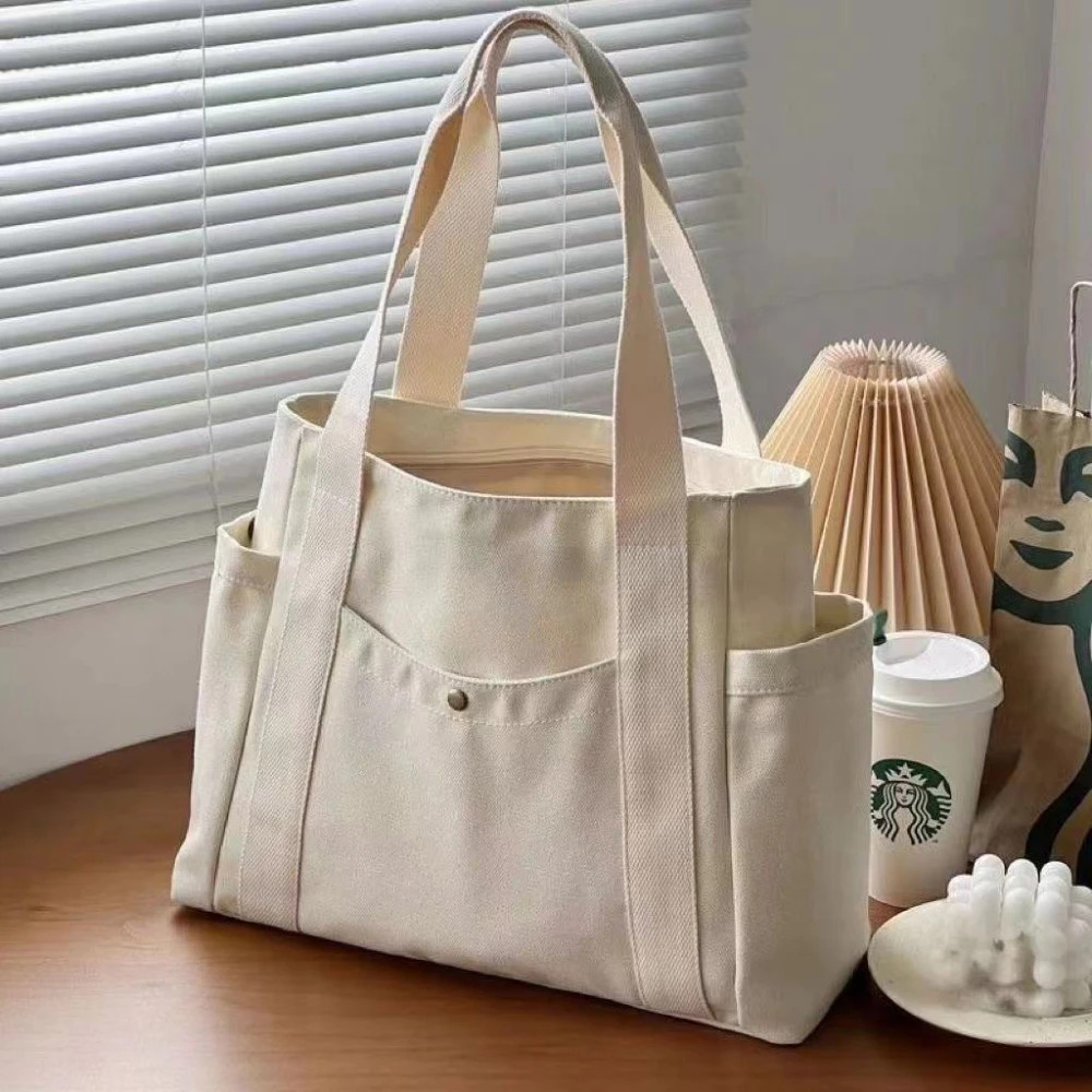 Large Canvas Tote Bag Women Zipper Shoulder Bag Work College Laptop Shopping Bag Large Canvas Tote Bag Women Zipper Shoulder Bag Work College Laptop Shopping Bag