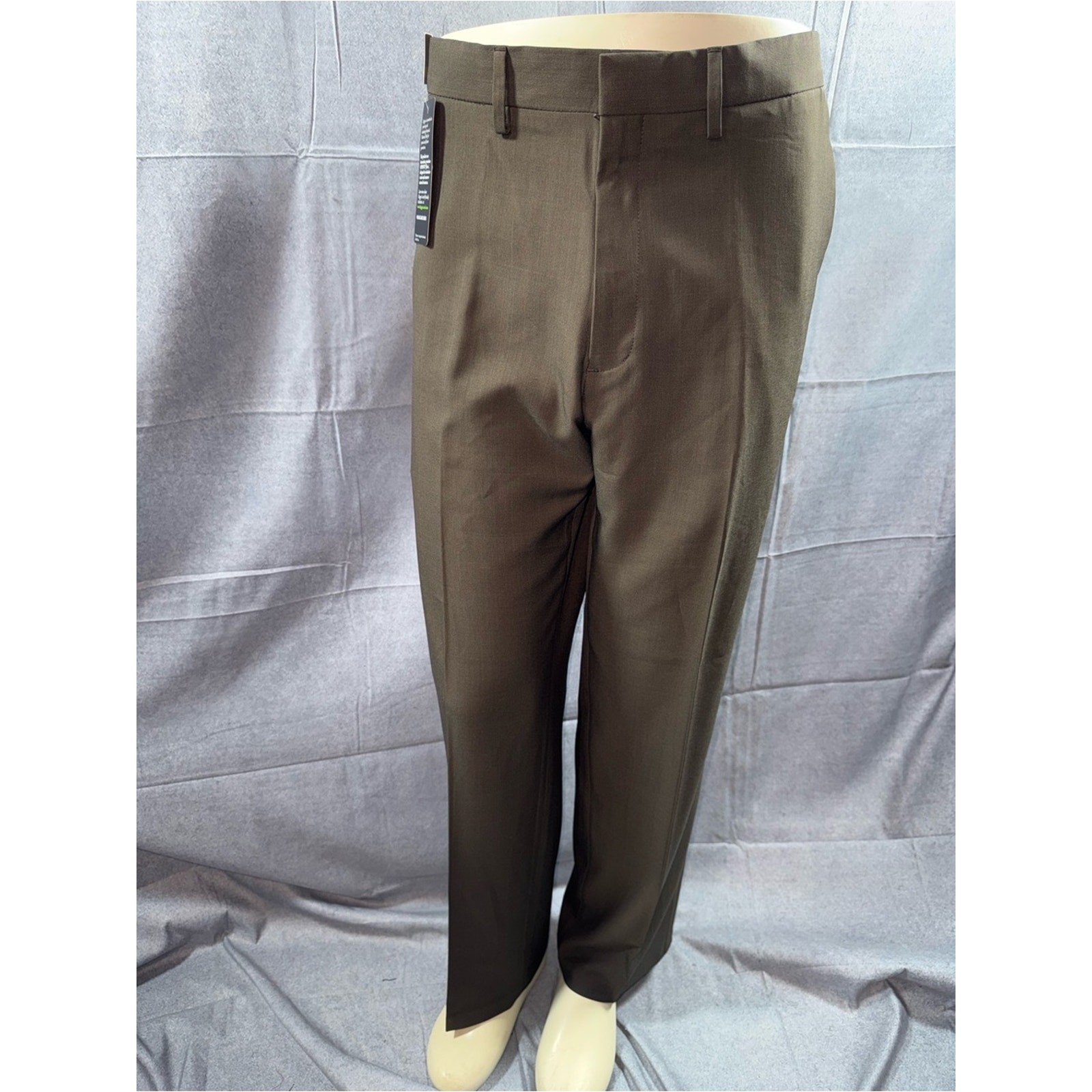 2984-Classic Olive Dress Pants for Men — Flat Front Straight Leg 2984-Classic Olive Dress Pants for Men — Flat Front Straight Leg