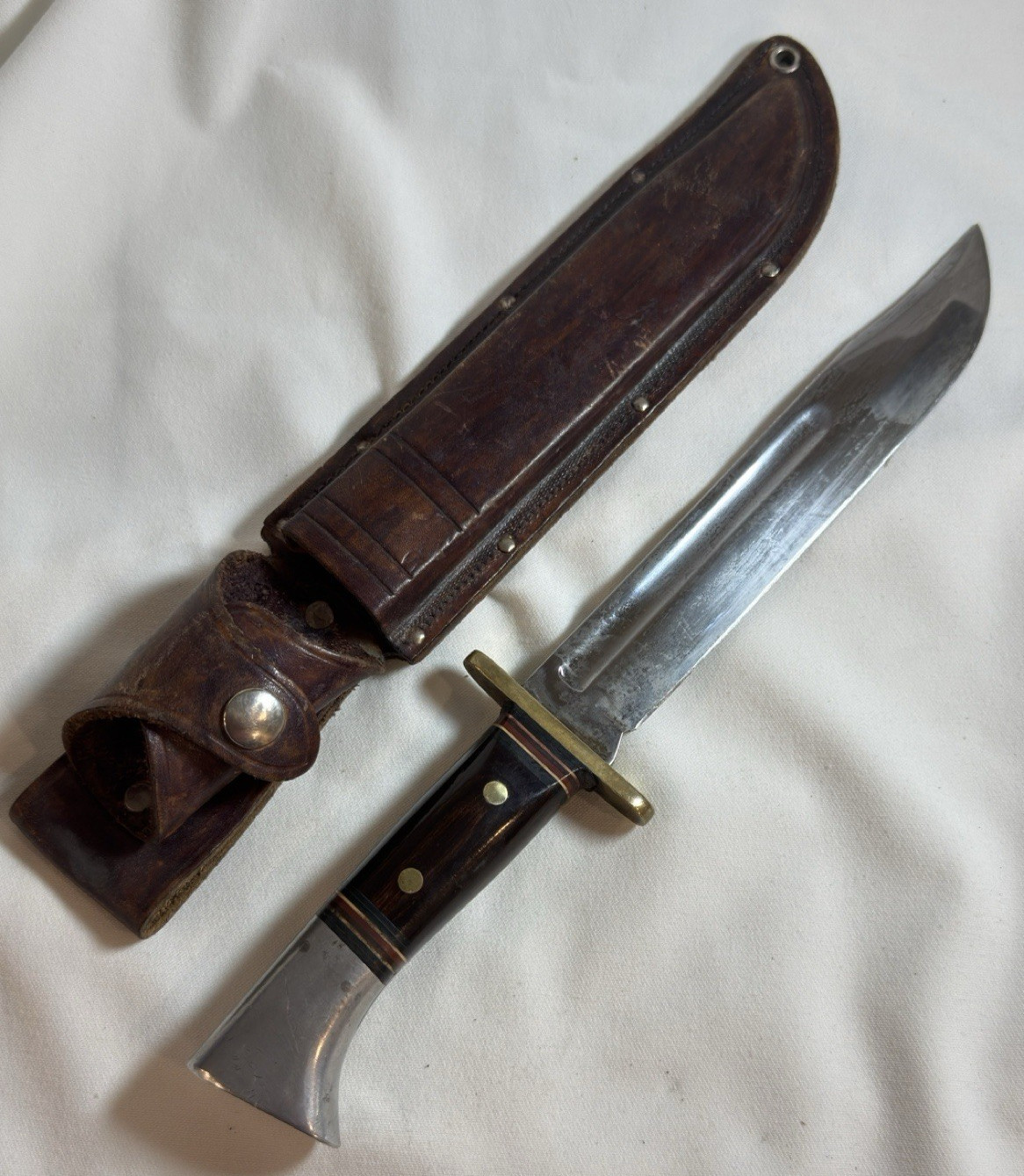 Early Vintage Western Cutlery W46 8 inch Fighting Combat Knife w/ Leather Sheath Early Vintage Western Cutlery W46 8 inch Fighting Combat Knife w/ Leather Sheath