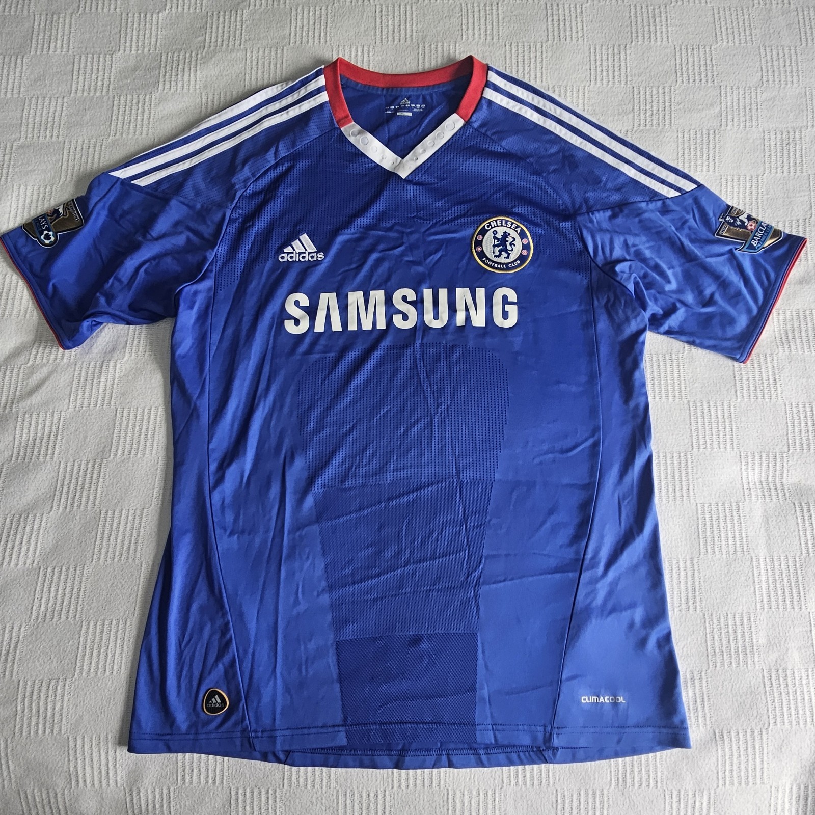 Genuine Adidas 2010/11 Chelsea Home Jersey With PL Champions Badges - Samsung L Genuine Adidas 2010/11 Chelsea Home Jersey With PL Champions Badges - Samsung L