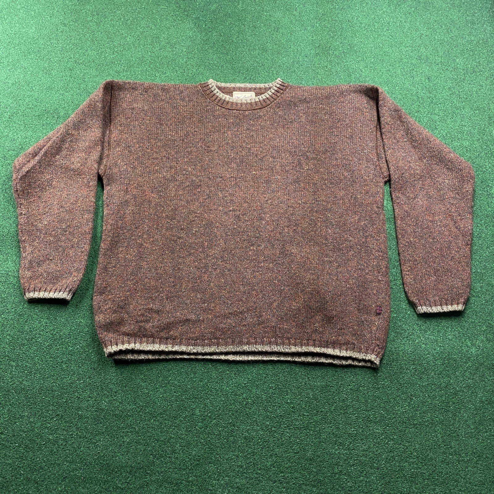 Vintage Woolrich Sweater Mens L Brown 90S Virgin Wool Pullover Sweatshirt