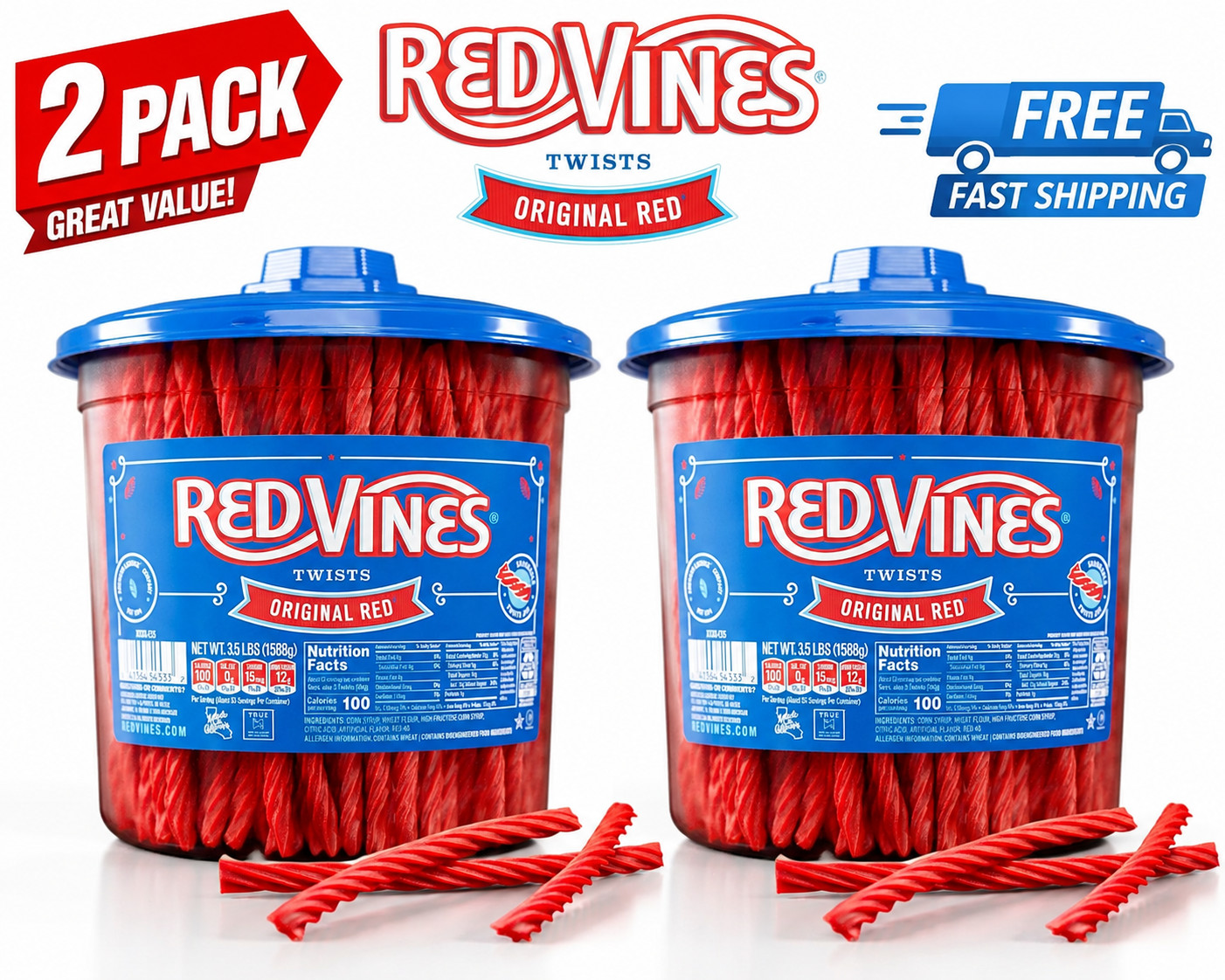 Red Vines Licorice Candy Original Red Flavor Soft Chewy Candy Twists, Red Licori Red Vines Licorice Candy Original Red Flavor Soft Chewy Candy Twists, Red Licori