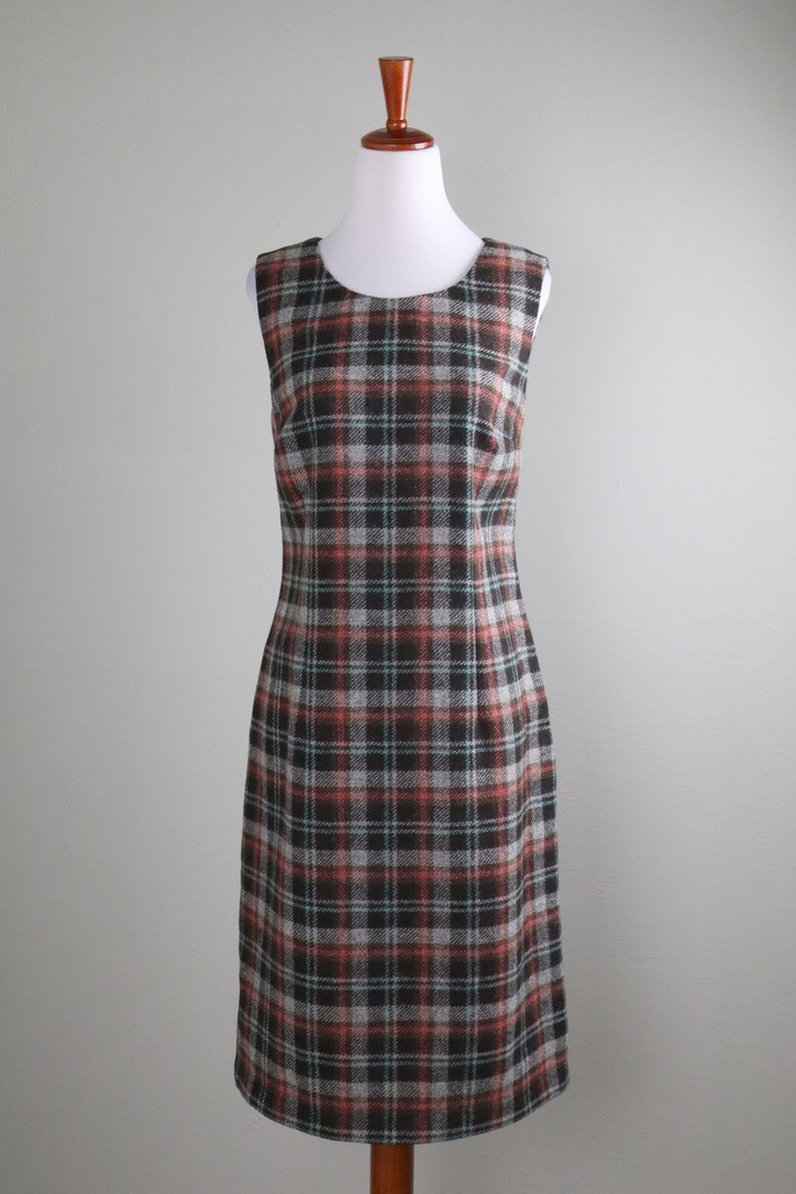 BODEN $140 British Tweed By Moon Wool Plaid Sheath Dress Size US 8L / 8 Tall