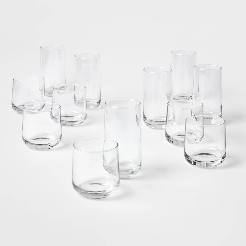 12pc Glass Shoreham Double Old Fashion and Highball Glasses Set - Threshold: