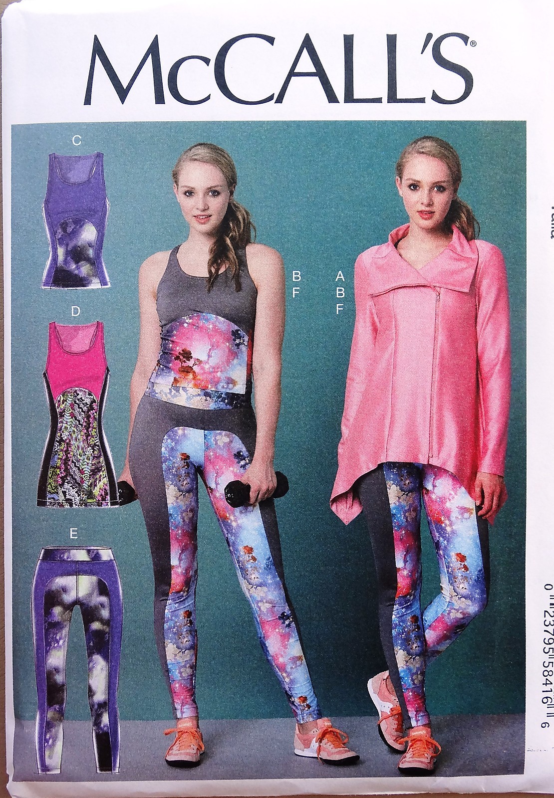 McCall's M7446 Misses Workout Outfits Jacket, Tops Tunic Leggings Pattern 6~22