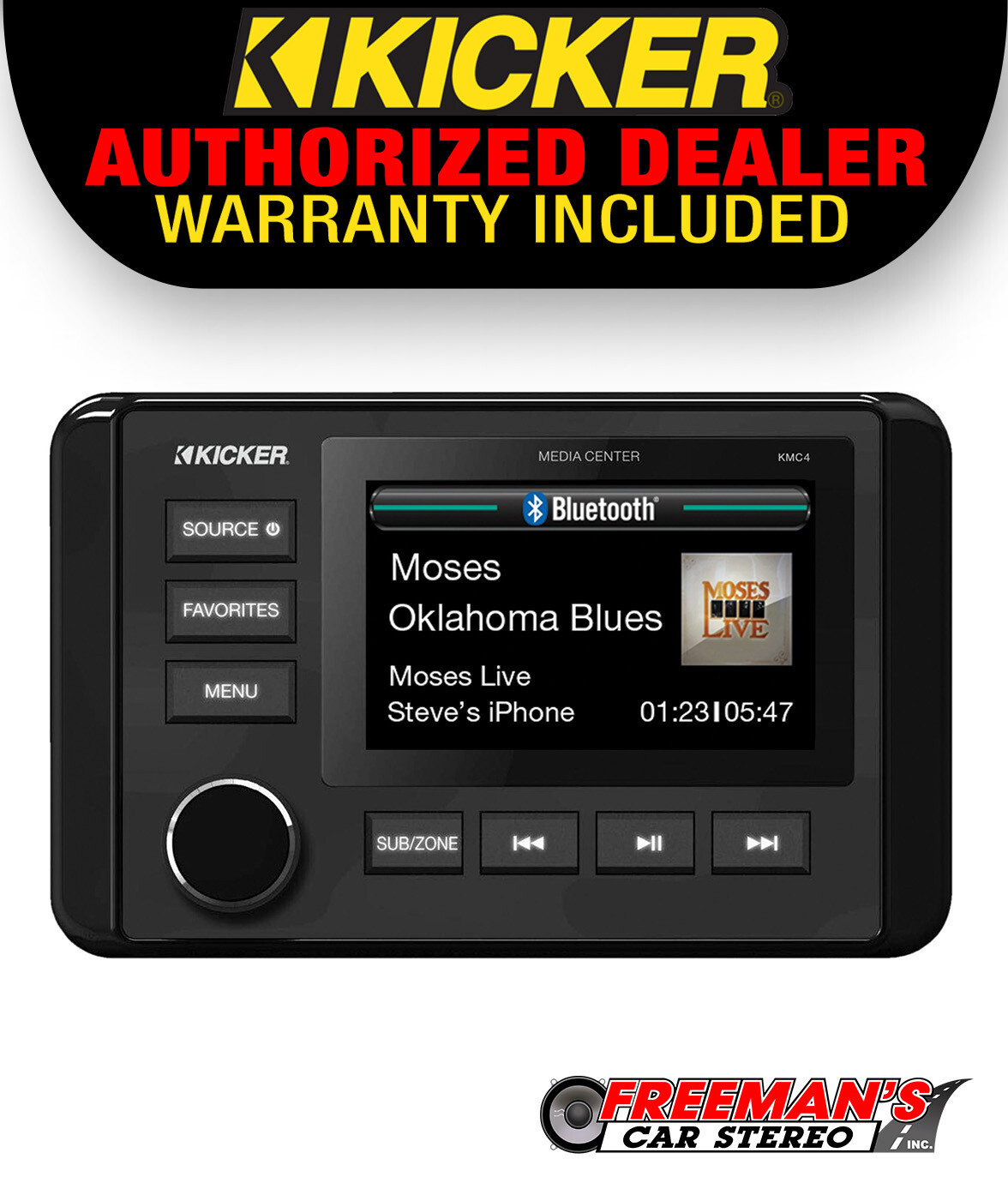 Kicker 51KMC4 Marine Dual-Zone Media Center Receiver w/Bluetooth/AM/FM/WB/USB