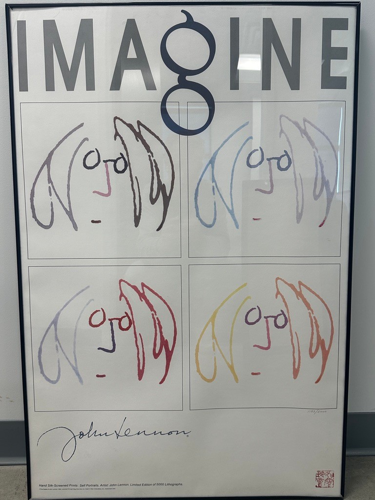 Vintage John Lennon: Imagine Yoko Ono Print; Signed / Stamped / Numbered w/COA