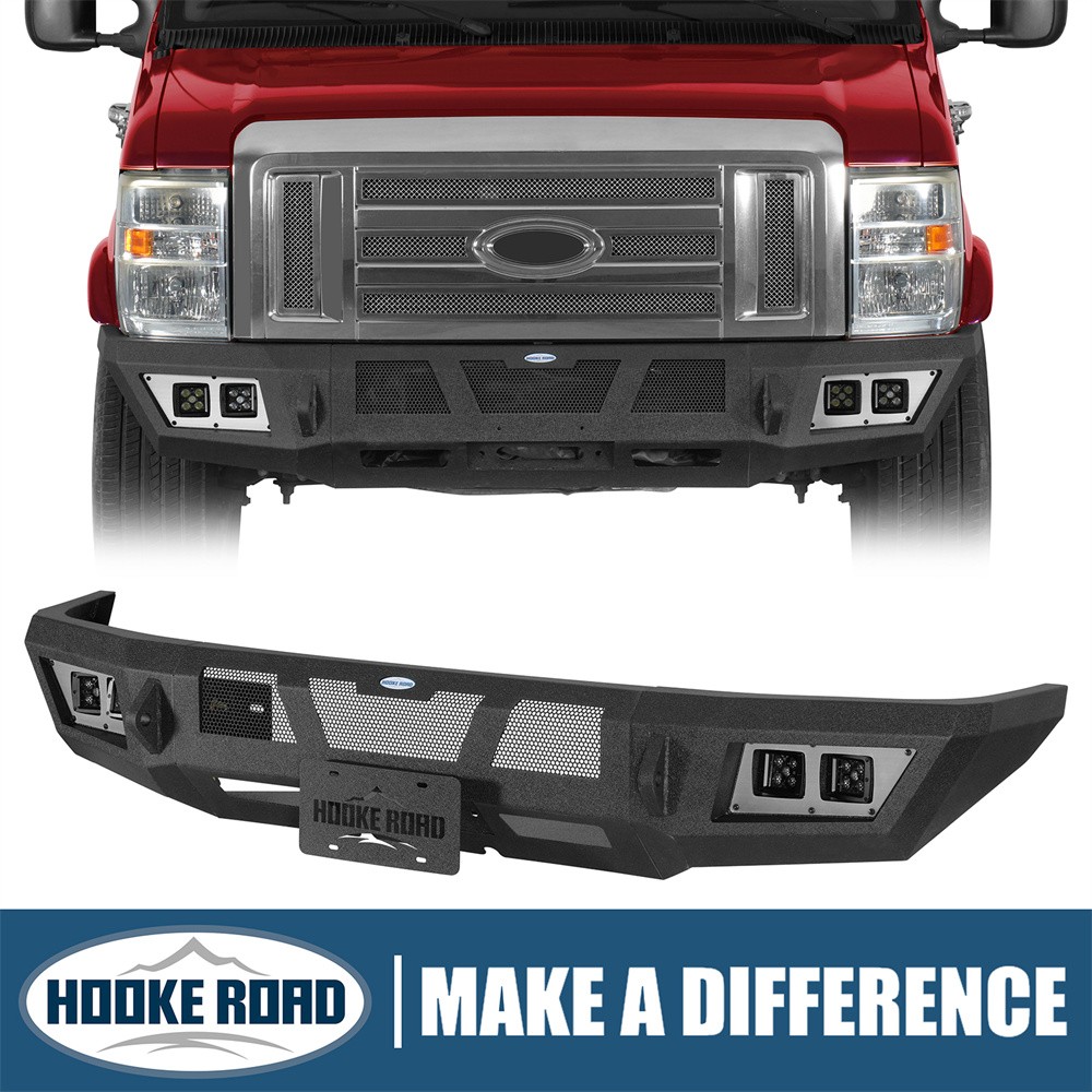 Hooke Road Fit 2008-2026 Ford E-350 Front Bumper Steel w/ Winch Plate & Light