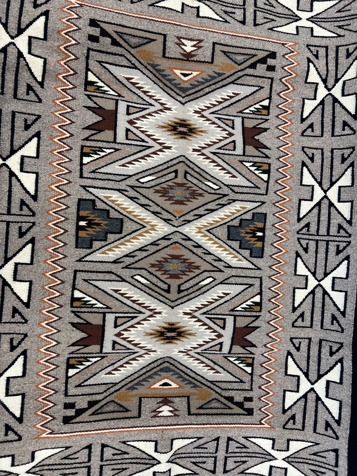 Vintage Navajo Two Grey Hills Rug Mat 39x52 Pristine Mint Condition 1970s Woven