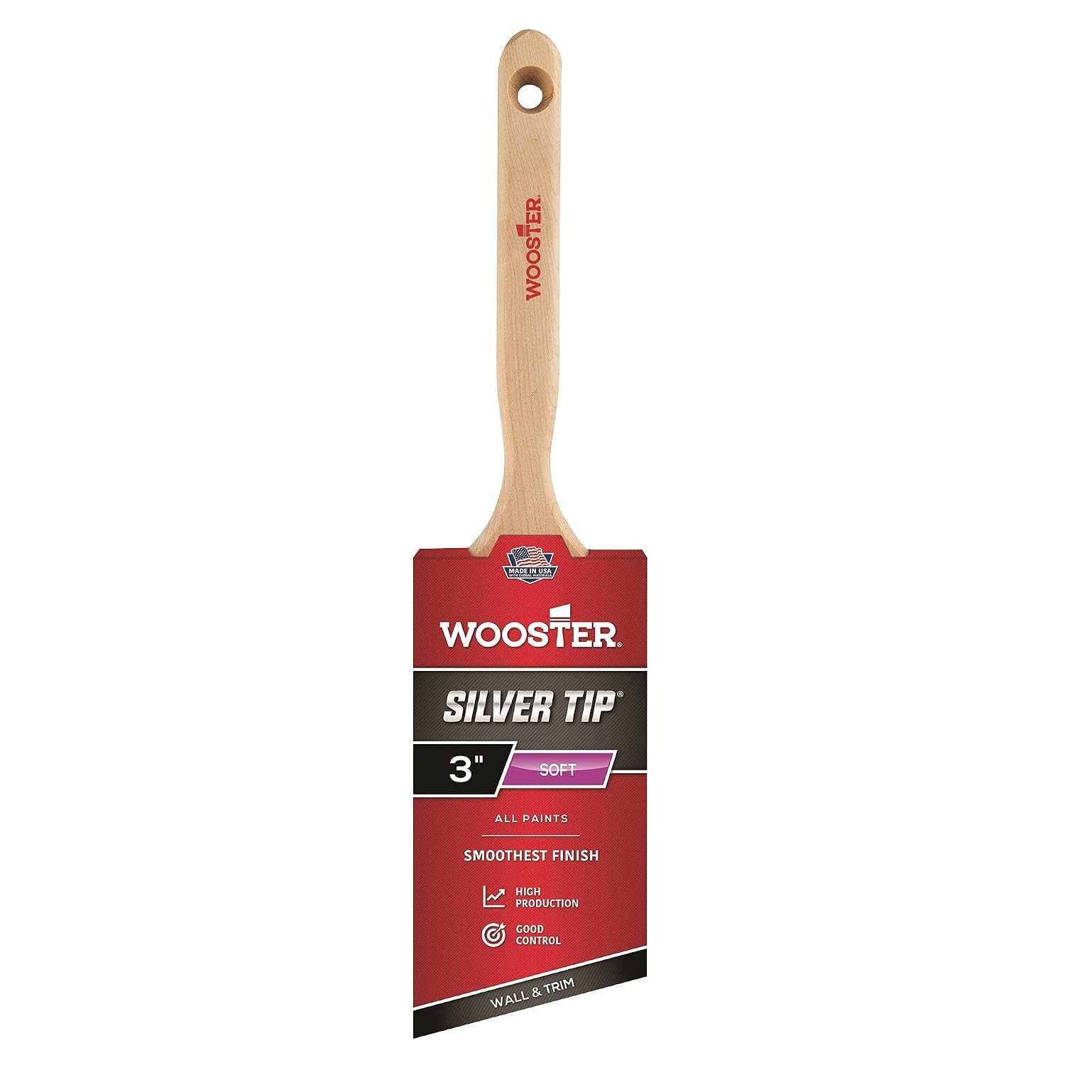 Wooster 5221-3 3 Inch Angle Sash Paintbrush, 3 Inch, White, Silver, Inch Wooster 5221-3 3 Inch Angle Sash Paintbrush, 3 Inch, White, Silver, Inch