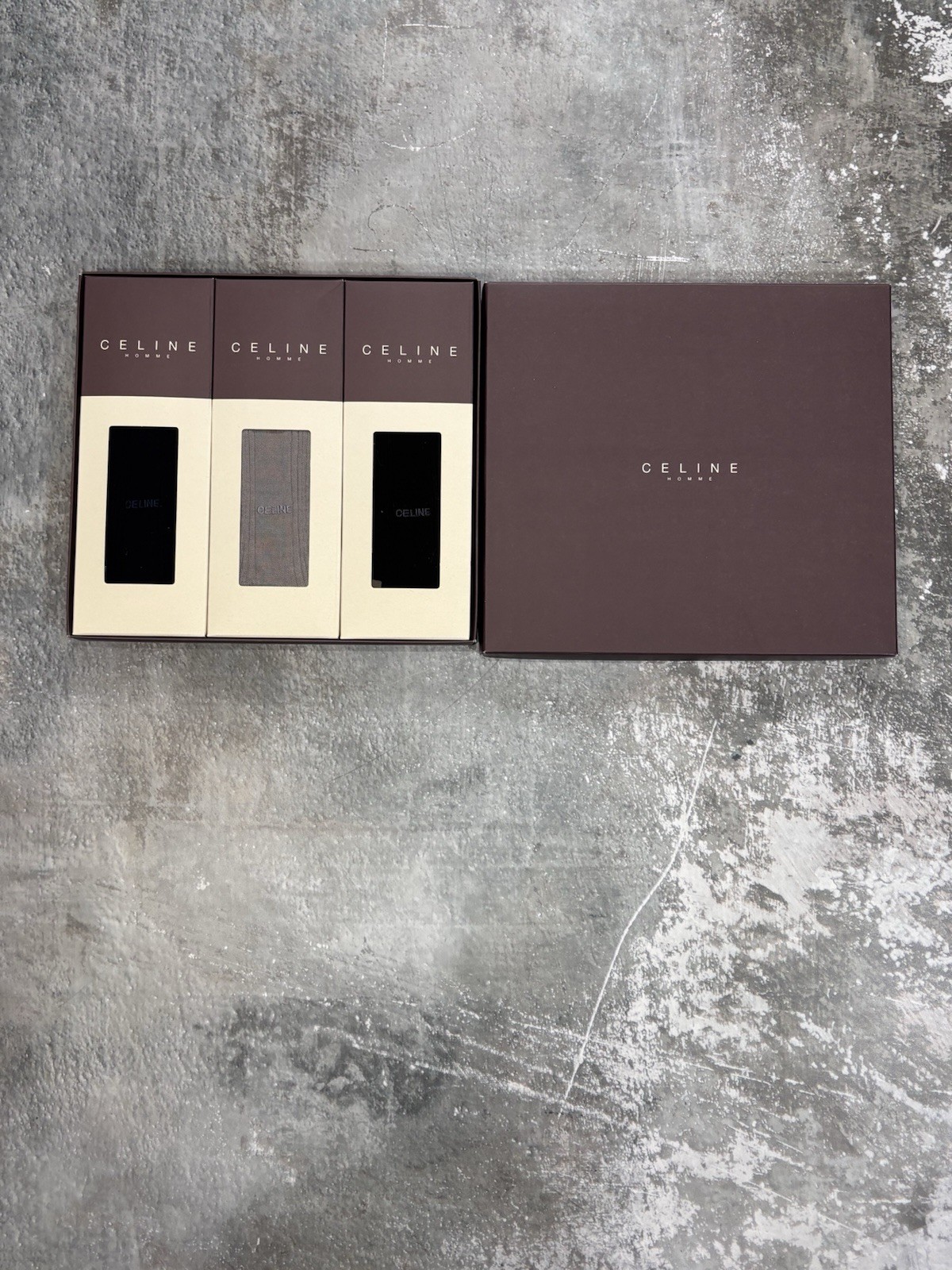 NWT Celine Homme Socks Box Set. Three Dress Socks Size 7