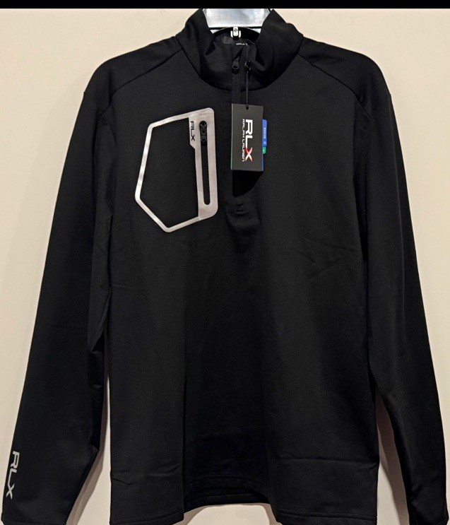 RLX Ralph Lauren Men’s Black L 1/4 Zip Mock Neck Golf Pullover Polyester