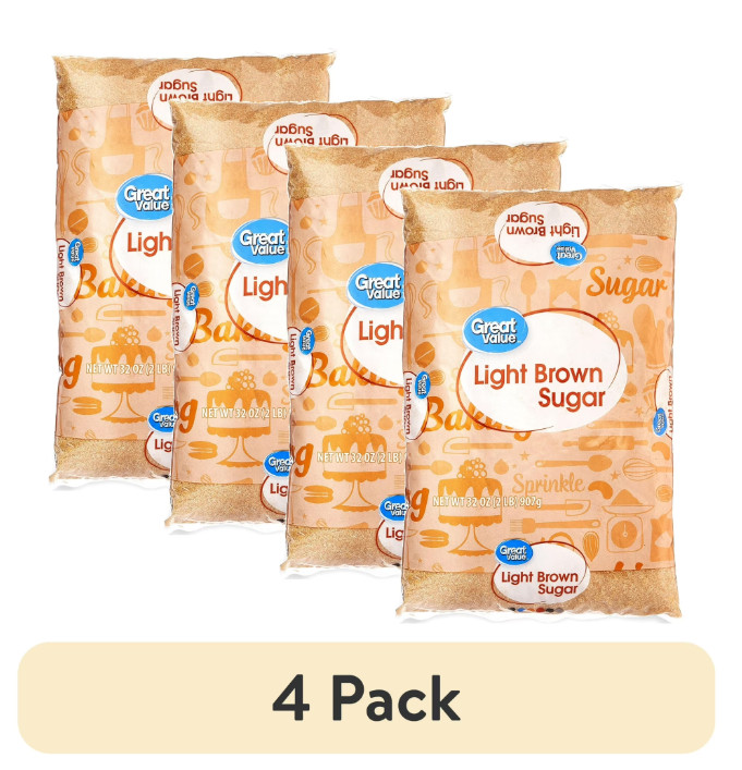 (4 pack) Great Value Light Brown Sugar, 32 oz, ... (4 pack) Great Value Light Brown Sugar, 32 oz, ...