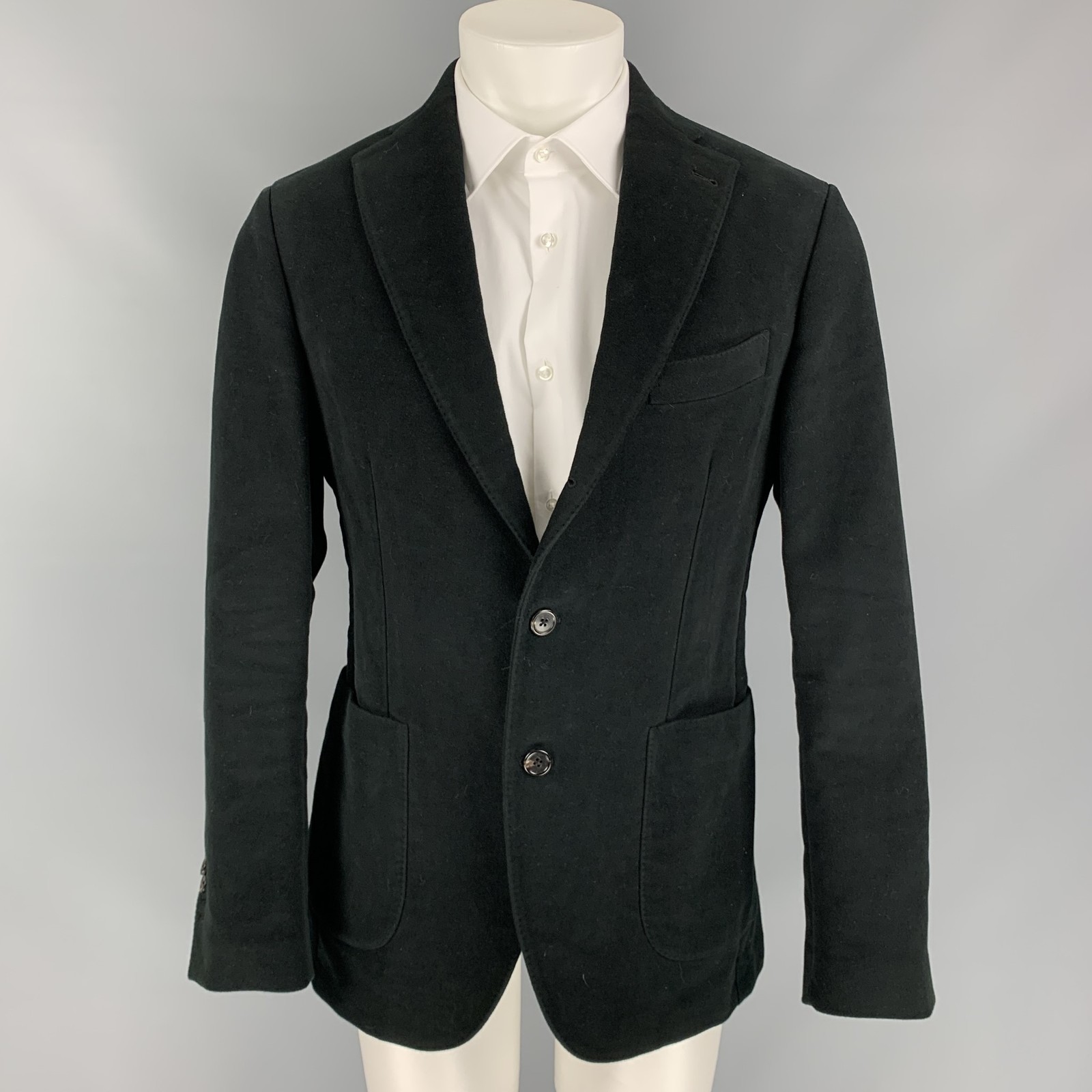 GABRIELE PASINI Size 40 Black Cotton Single Breasted Sport Coat