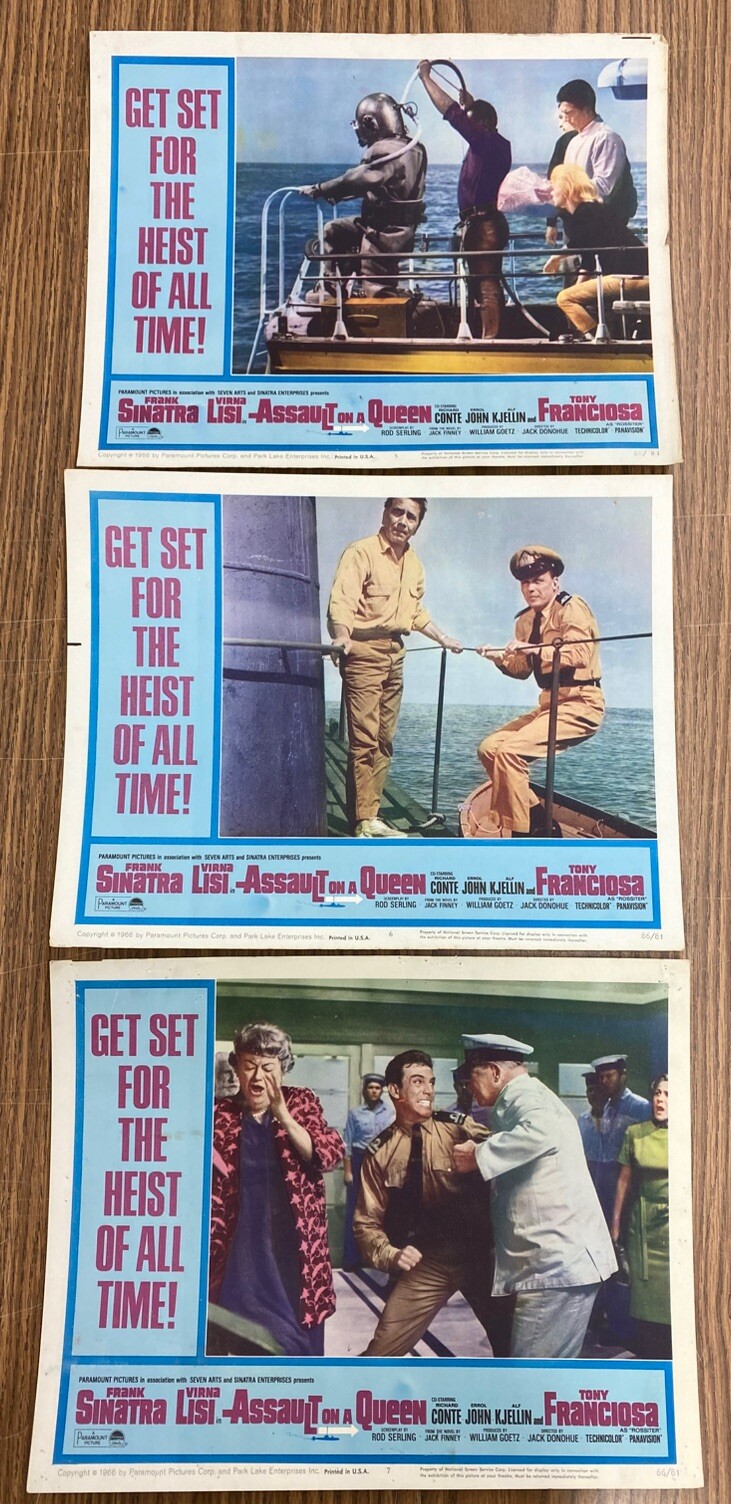 3x ASSAULT ON A QUEEN MOVIE LOBBY CARDS 11×14