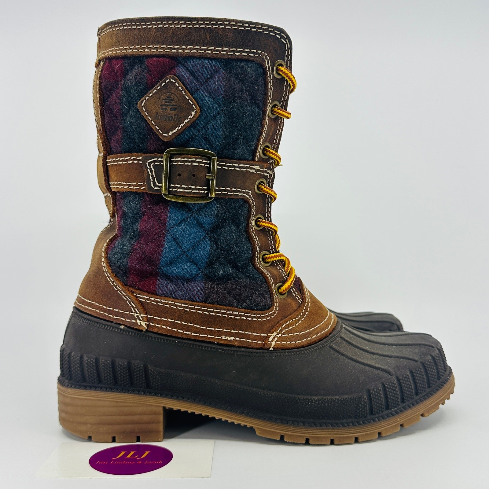 Kamik Women\'s Sienna Quilted Waterproof Flannel Winter Snow Duck Boots Size 7
