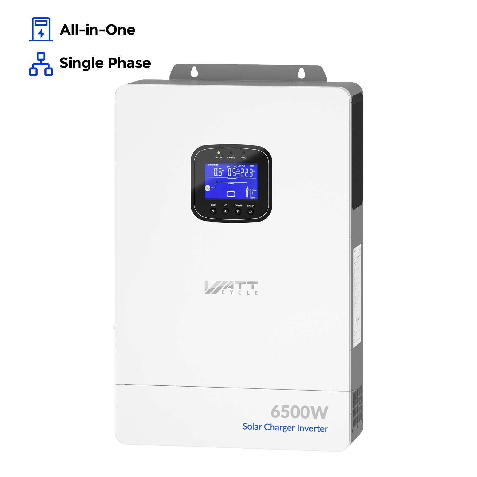 WattCycle 48V 6.5kW Solar Hybrid Inverter  9000W Dual MPPT 3-in-1 Off-grid UPS