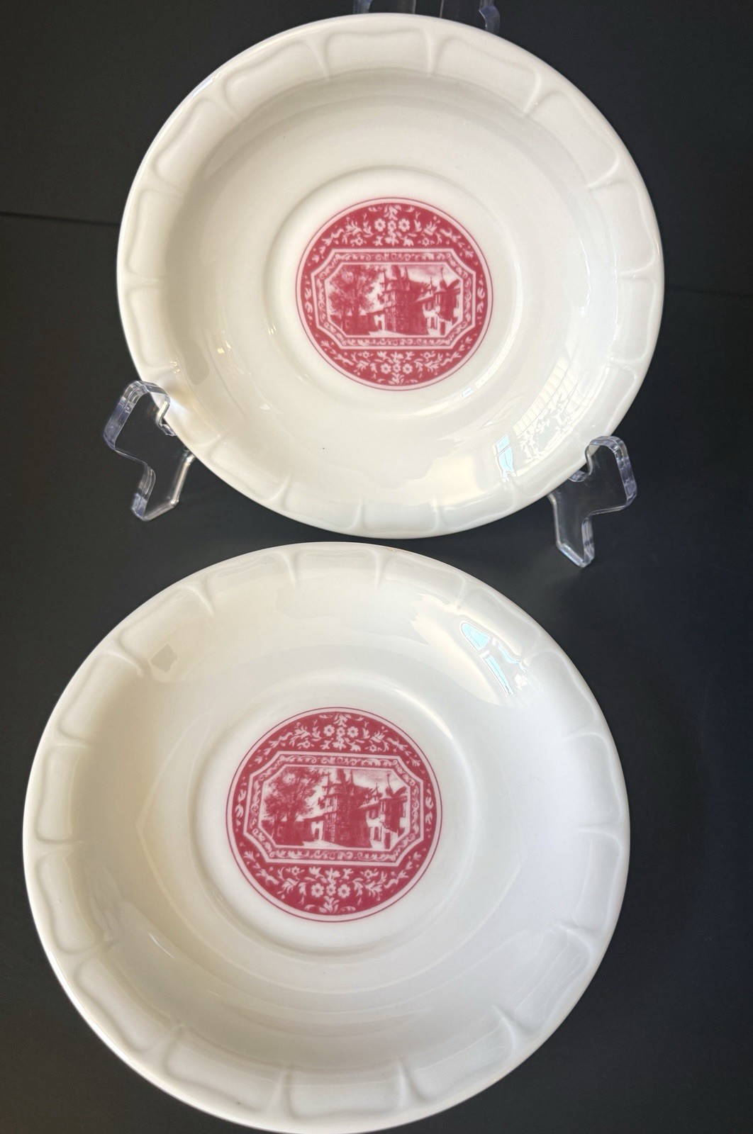 Vintage Heinrich Germany Rudesheimer Asbach Uralt Porcelain Saucers Pair