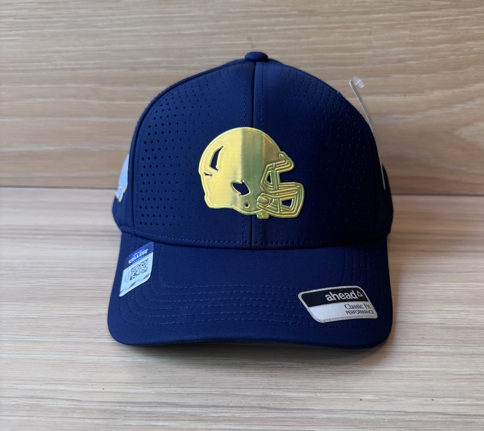 NEW Notre Dame Irish Football TEAM ISSUED Rare GOLD HELMET Adjustable Hat - Navy
