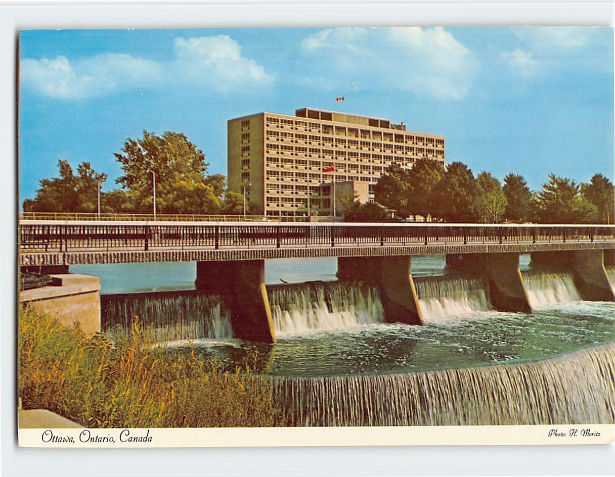 Postcard Rideau Falls  Showing City Hall  Ottawa Ontario Canada