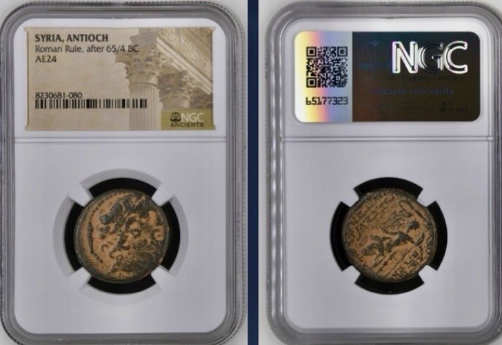 Ancient Greek Coin 39BC-38BC NGC Genuine Zeus Seated Greece Under Roman Rule