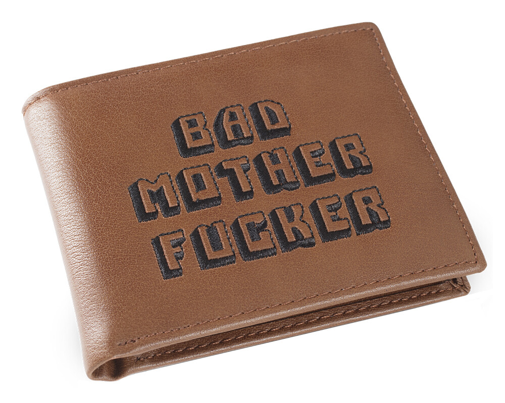 Brown Embroidered Bad Mother Fu**er Leather Wallet As Seen in Pulp Fiction Brown Embroidered Bad Mother Fu**er Leather Wallet As Seen in Pulp Fiction