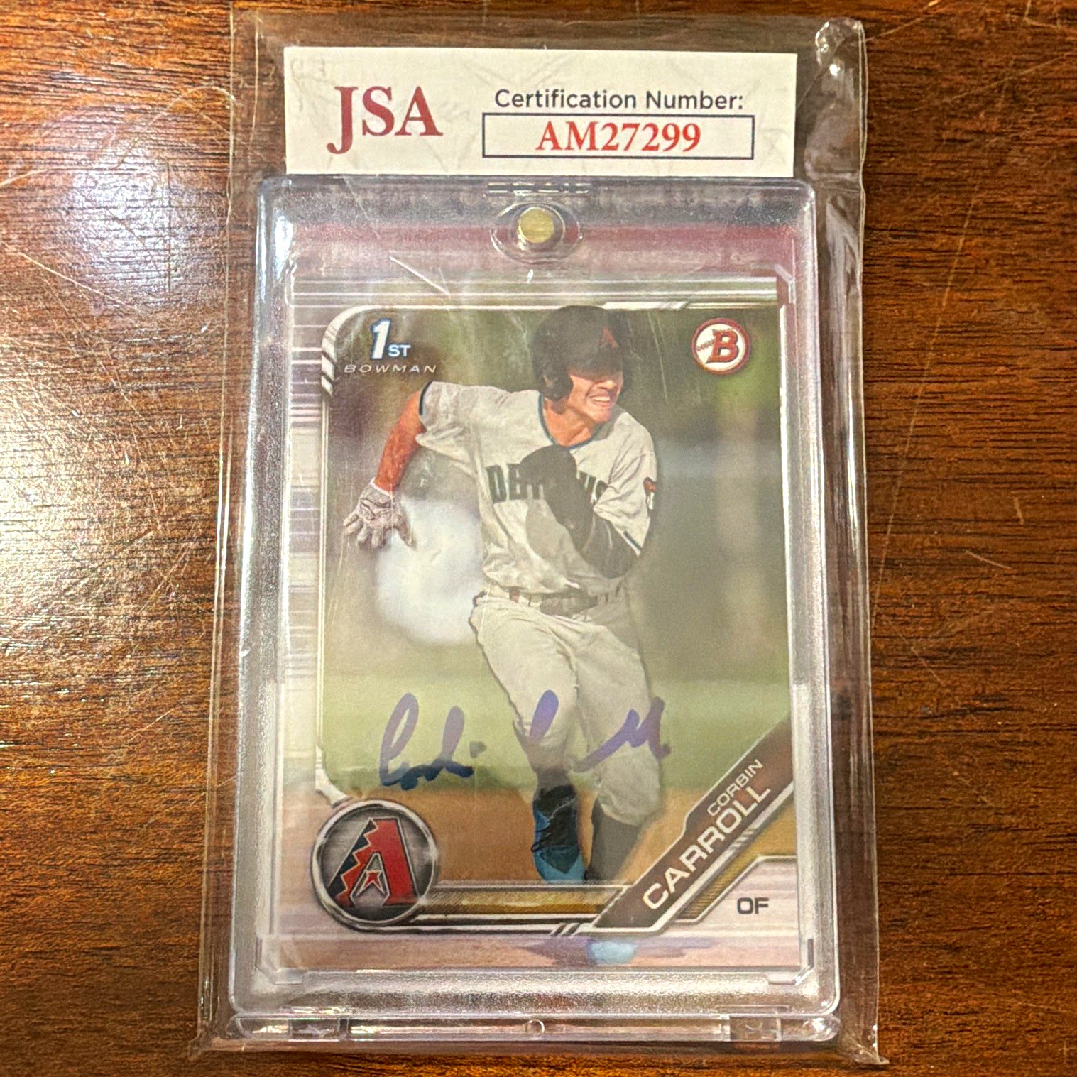 Topps 2019 Bowman Draft Corbin Carroll 1st Bowman Chrome Auto BD-125 JSA