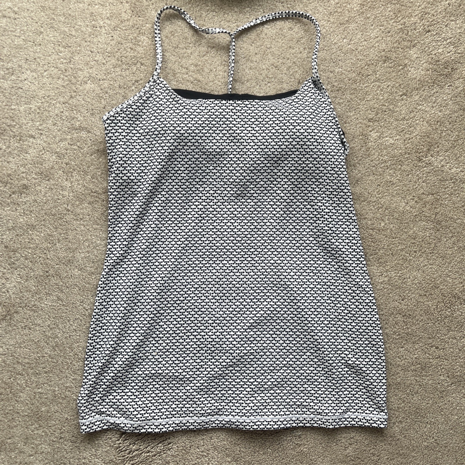 Lululemon Tank Top Womens 10 Power Pose Racerback Yoga Gym Monochromic White