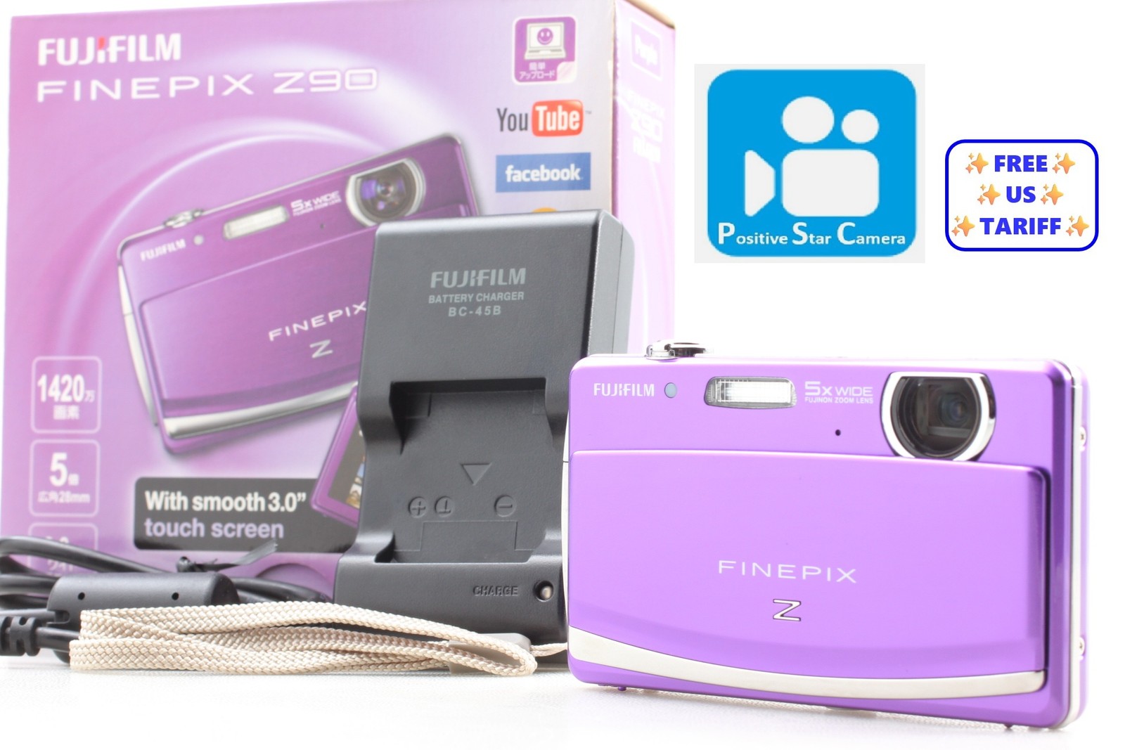 🎦VIDEO👀✨MINT✨ Fujifilm Finepix Z90 Purple Compact Digital Camera From JAPAN