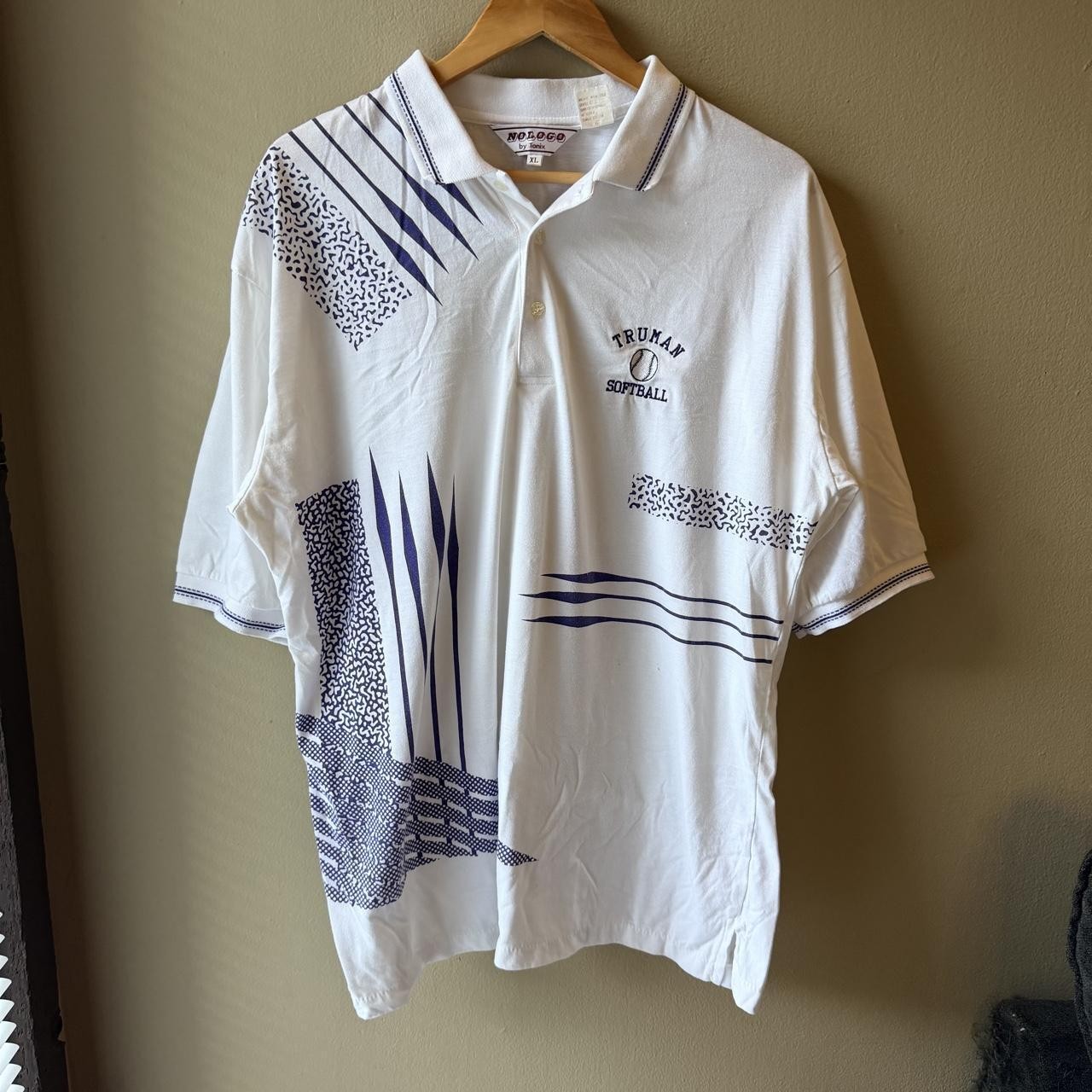 Vintage 80s/90s NOLOGO by Tonix Truman Softball Graphic Polo XL