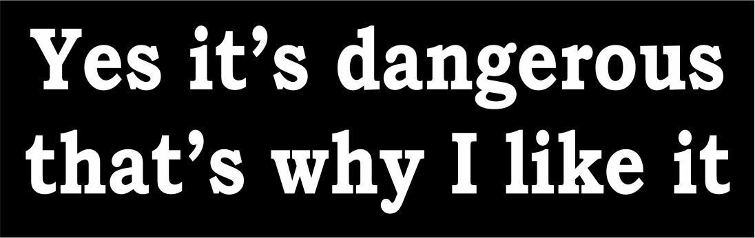 3 - Yes It's Dangerous That's Why I Like It Hard Hat / Biker Helmet Sticker 3 - Yes It's Dangerous That's Why I Like It Hard Hat / Biker Helmet Sticker