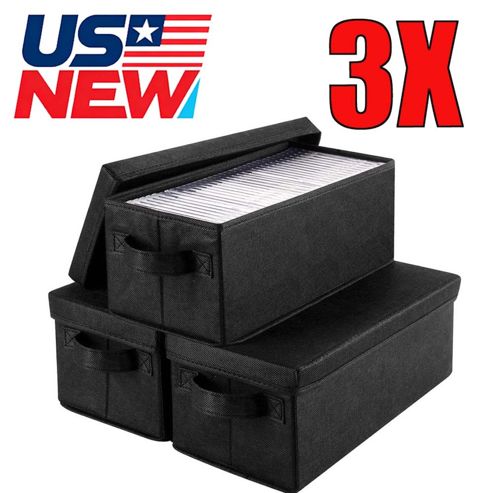 3PCS CD DVD Storage Box Stackable CD Organizer Holds 105Case 14.37 x 6.3 x 5.5in