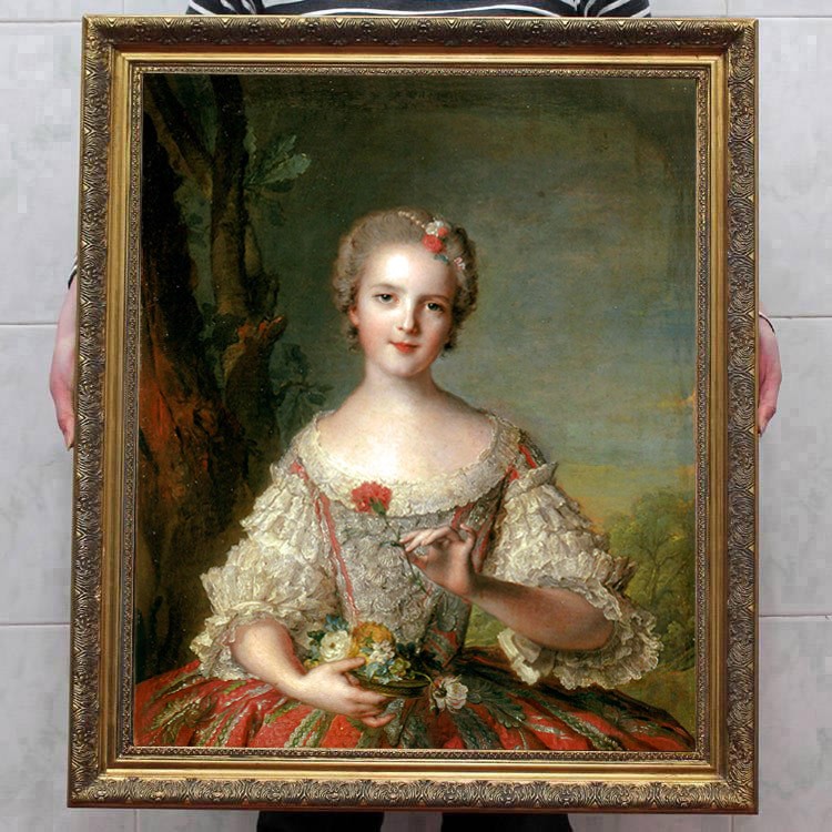 Hand Painted Classical Oil Painting Lady Holding Flowers Art Vintage Style Hand Painted Classical Oil Painting Lady Holding Flowers Art Vintage Style