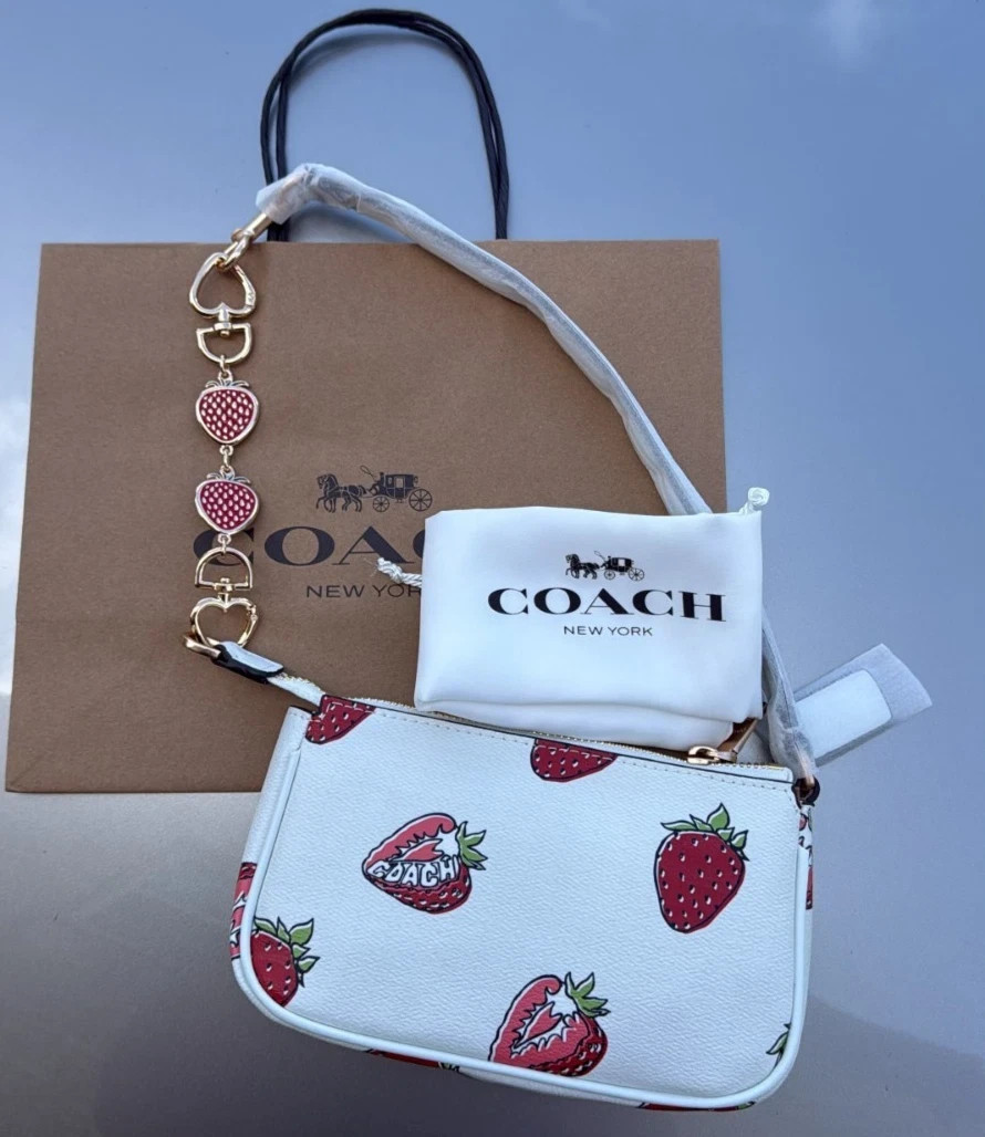 NWT Coach Nolita 19 Leather Shoulder Bag With Strawberry Print CAL25 NWT Coach Nolita 19 Leather Shoulder Bag With Strawberry Print CAL25