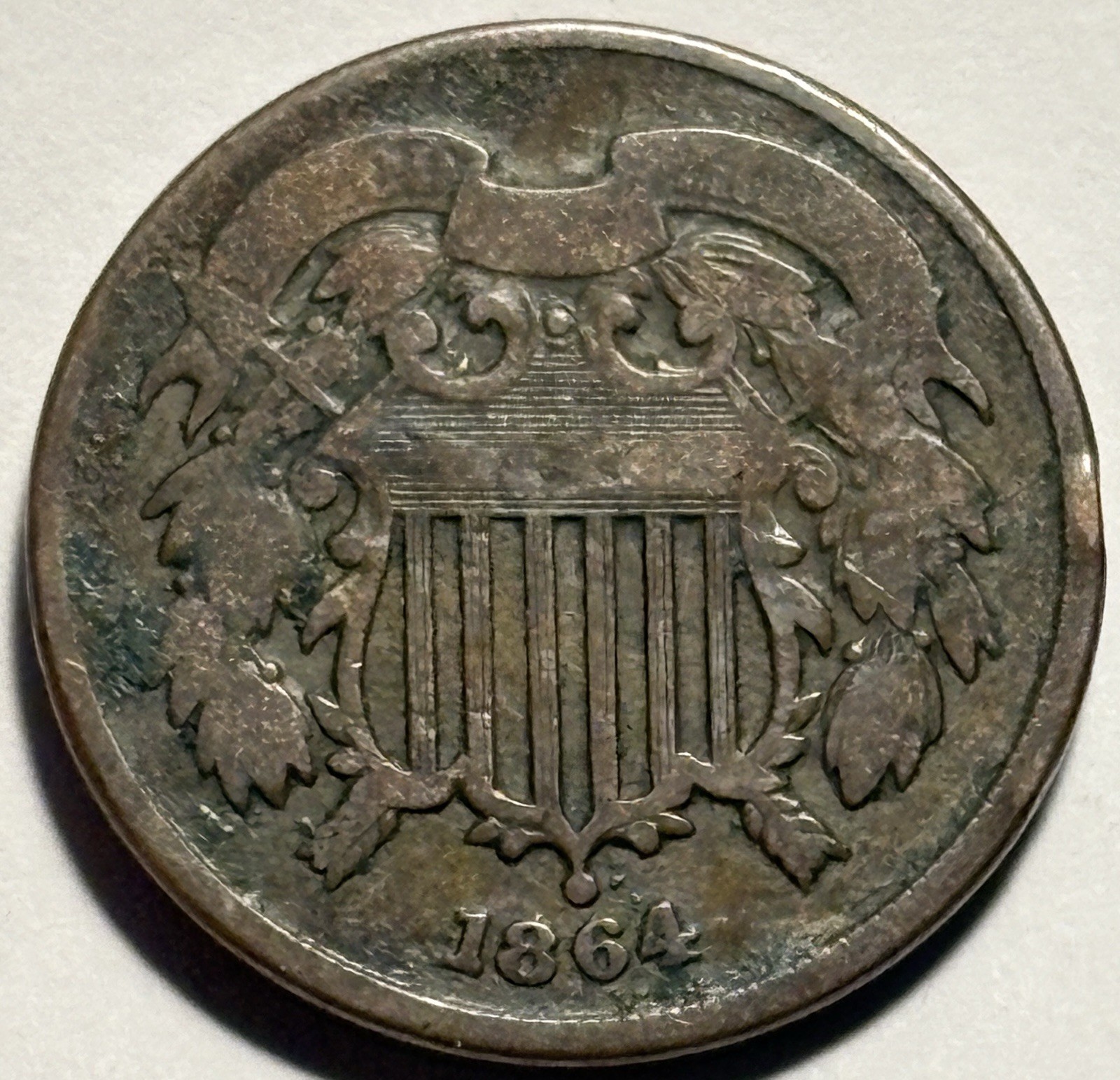 1864 Two Cent Piece — Circulated 🔥 Original Surfaces 1864 Two Cent Piece — Circulated 🔥 Original Surfaces