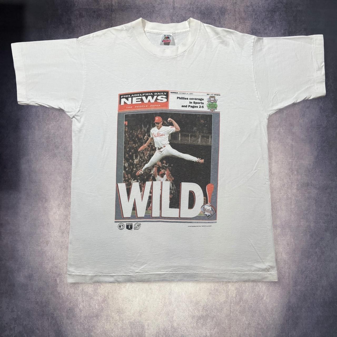 RARE Vintage 1993 Phillies baseball newspaper single stitch t-shirt RARE Vintage 1993 Phillies baseball newspaper single stitch t-shirt