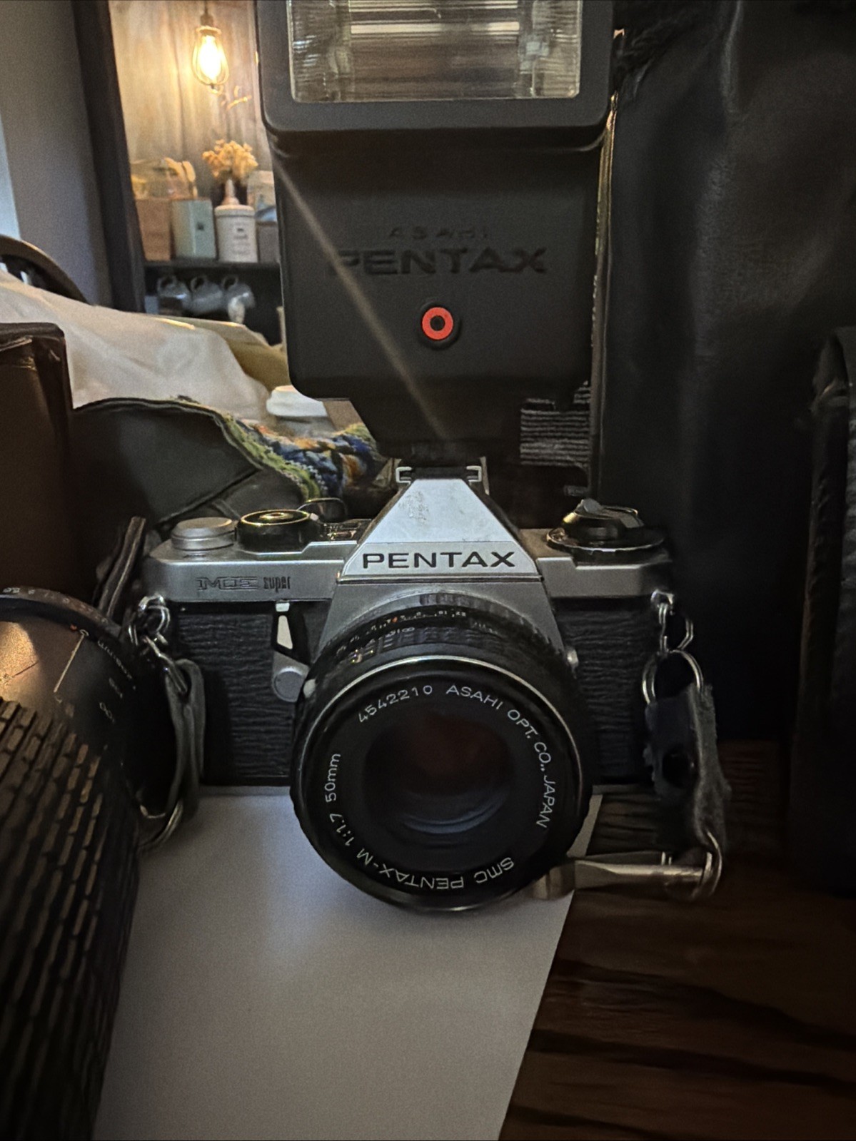 Pentax ME Super 35mm SLR Film Camera With 50mm F/1.7 Lens &Pentax Flash Untested Pentax ME Super 35mm SLR Film Camera With 50mm F/1.7 Lens &Pentax Flash Untested