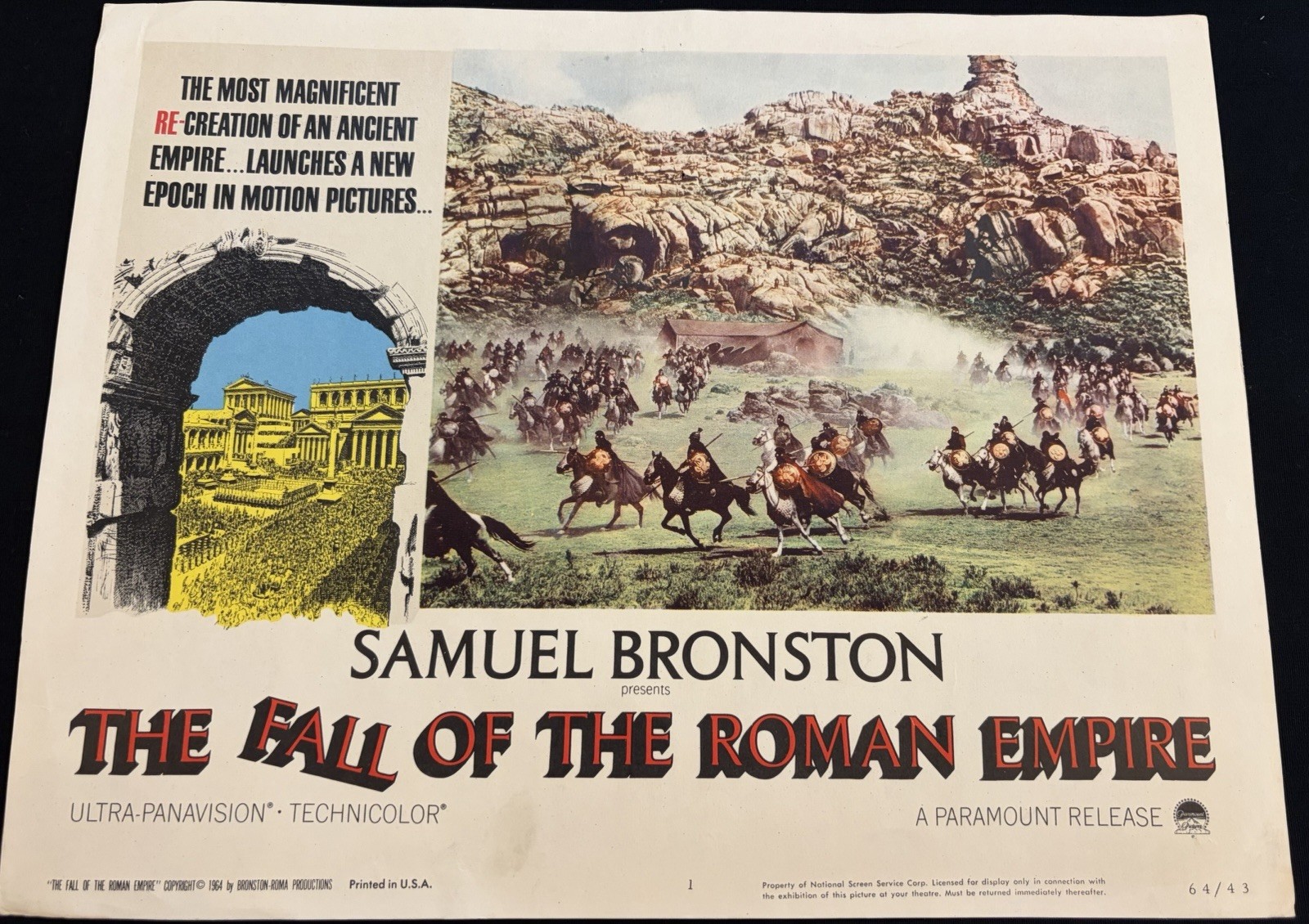 Original 1964 Vintage Lobby Card - The Fall Of The Roman Empire. Original 1964 Vintage Lobby Card - The Fall Of The Roman Empire.