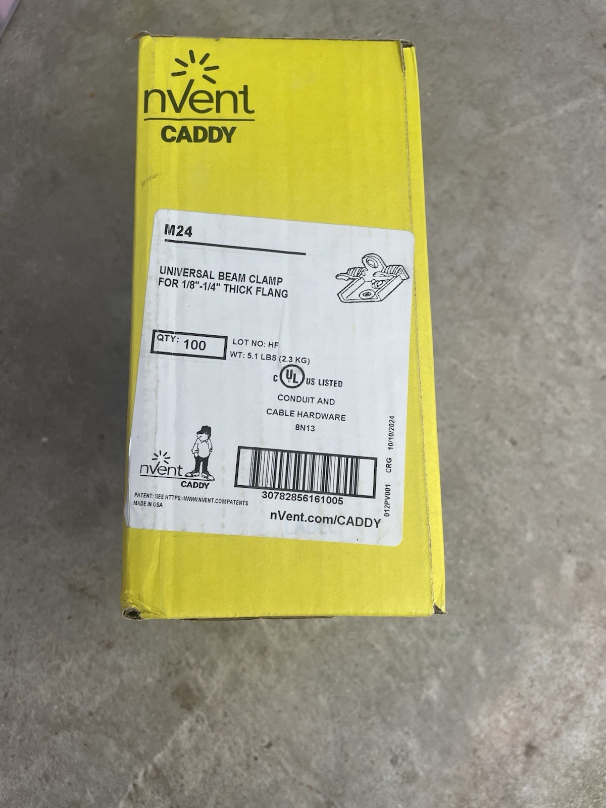 Box Of 100 Caddy M24 For 1/8” - 1/4” Thick Flange Universal Beam Clamp (#2) Box Of 100 Caddy M24 For 1/8” - 1/4” Thick Flange Universal Beam Clamp (#2)