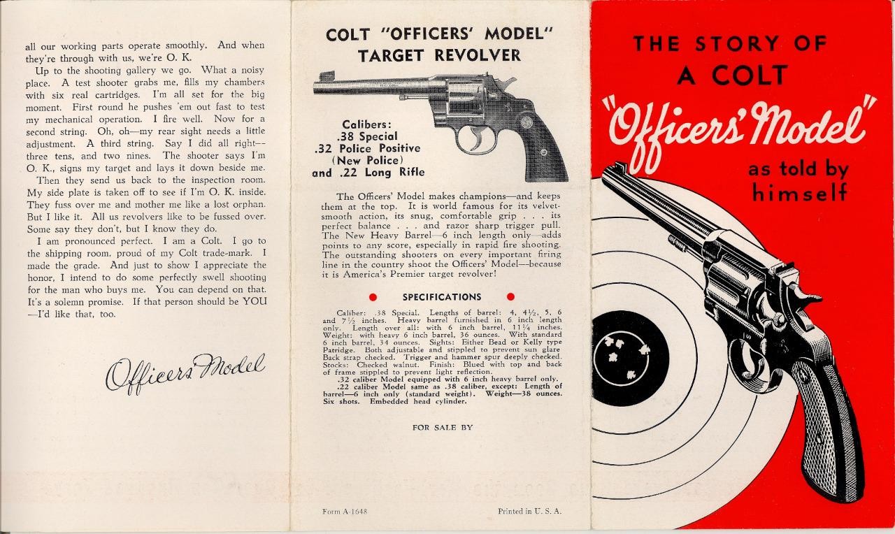 ANTIQUE COLT FIREARMS TRI-FOLD BROCHURE 