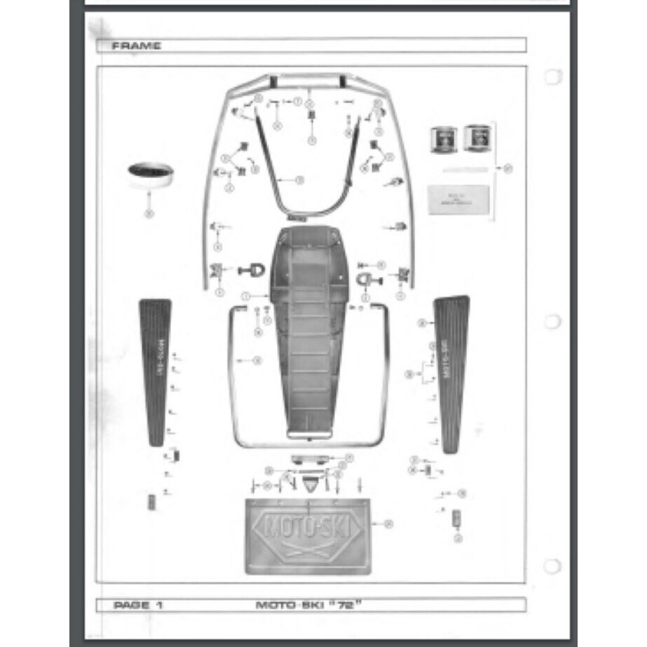 1972 Moto-Ski SNOWMOBILE Parts Manual Catalog book 40 pages