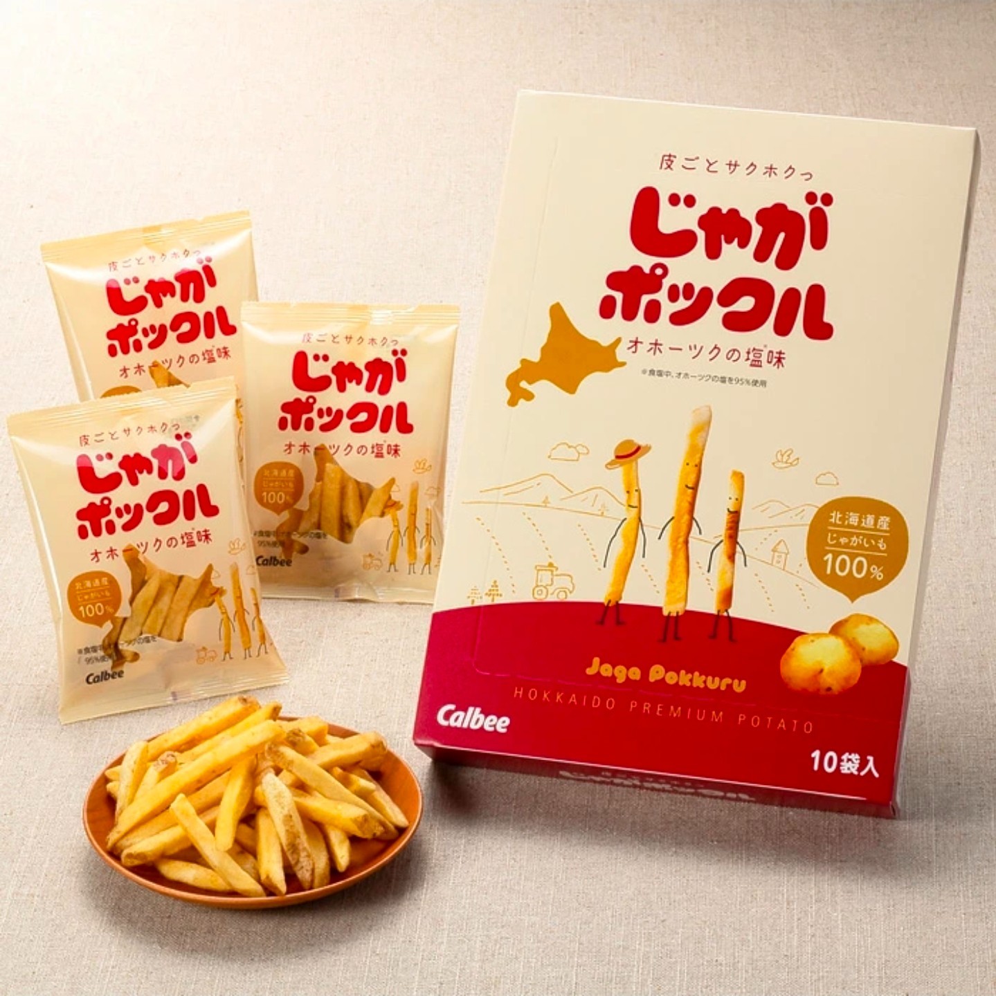 ​Calbee Jaga Pokkuru Potato Snack Hokkaido Salt 10 Bags x 2 boxes 180g NEW