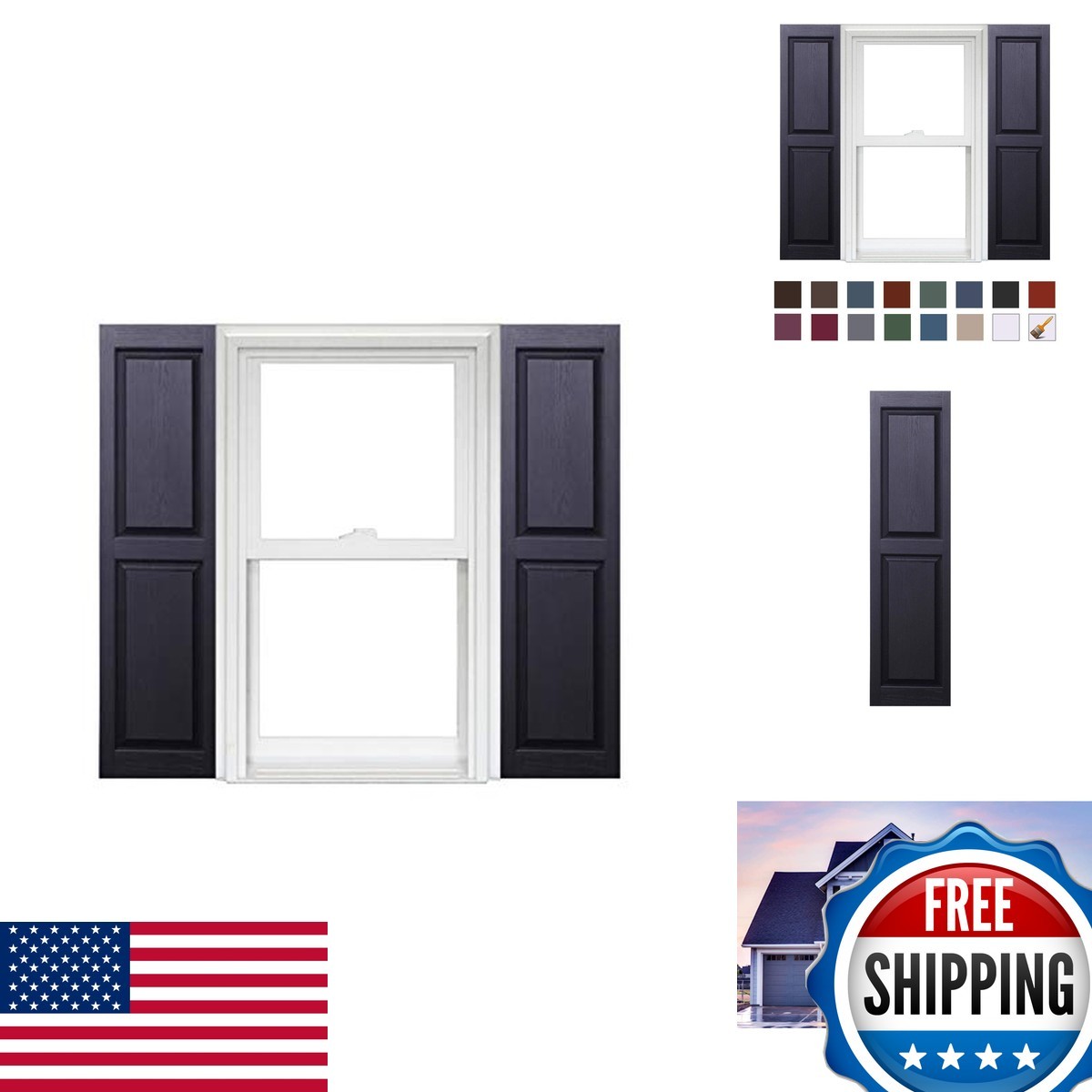 Polaris Homeside Raised Panel Vinyl Shutters (1 Pair) 14-1/2in. x 35in. 050 Polaris Homeside Raised Panel Vinyl Shutters (1 Pair) 14-1/2in. x 35in. 050